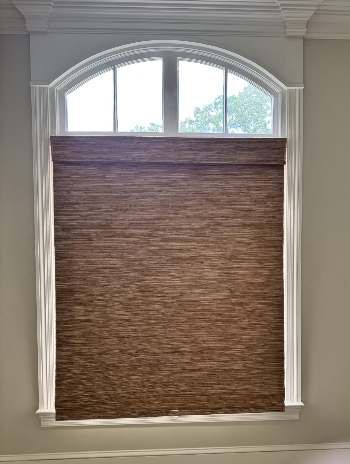 DEJAVU Cordless Bamboo Roman Shades, Blackout Light Filtering Blinds for Indoor Windows, Natural Woven Shades With Valance for Patio, Doors, Easy to Install, Pecan Color customer photo 1