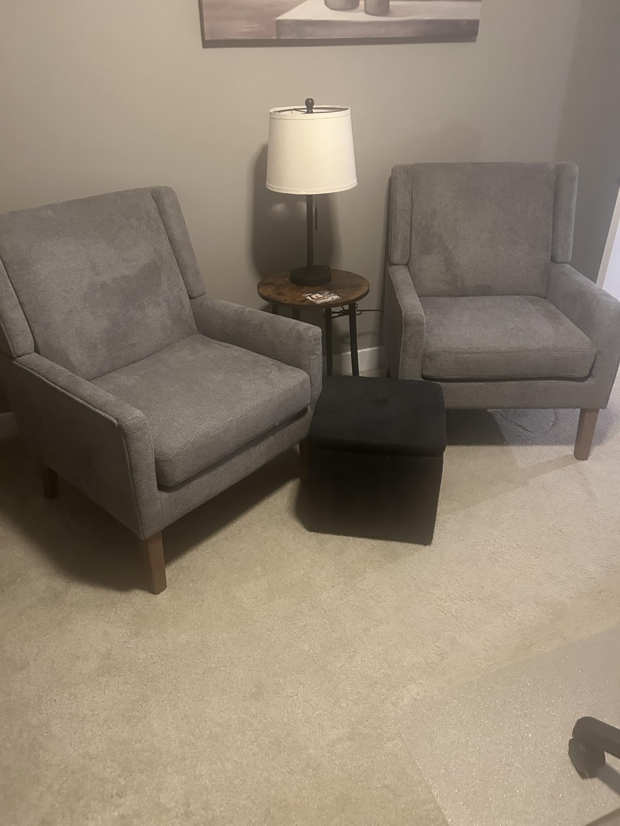 COLAMY Modern Wingback Living Room Chair, Upholstered Fabric Accent Armchair, Single Sofa Chair with Lounge Seat and Wood Legs for Office/Bedroom/Reading Spaces, Beige customer photo 1