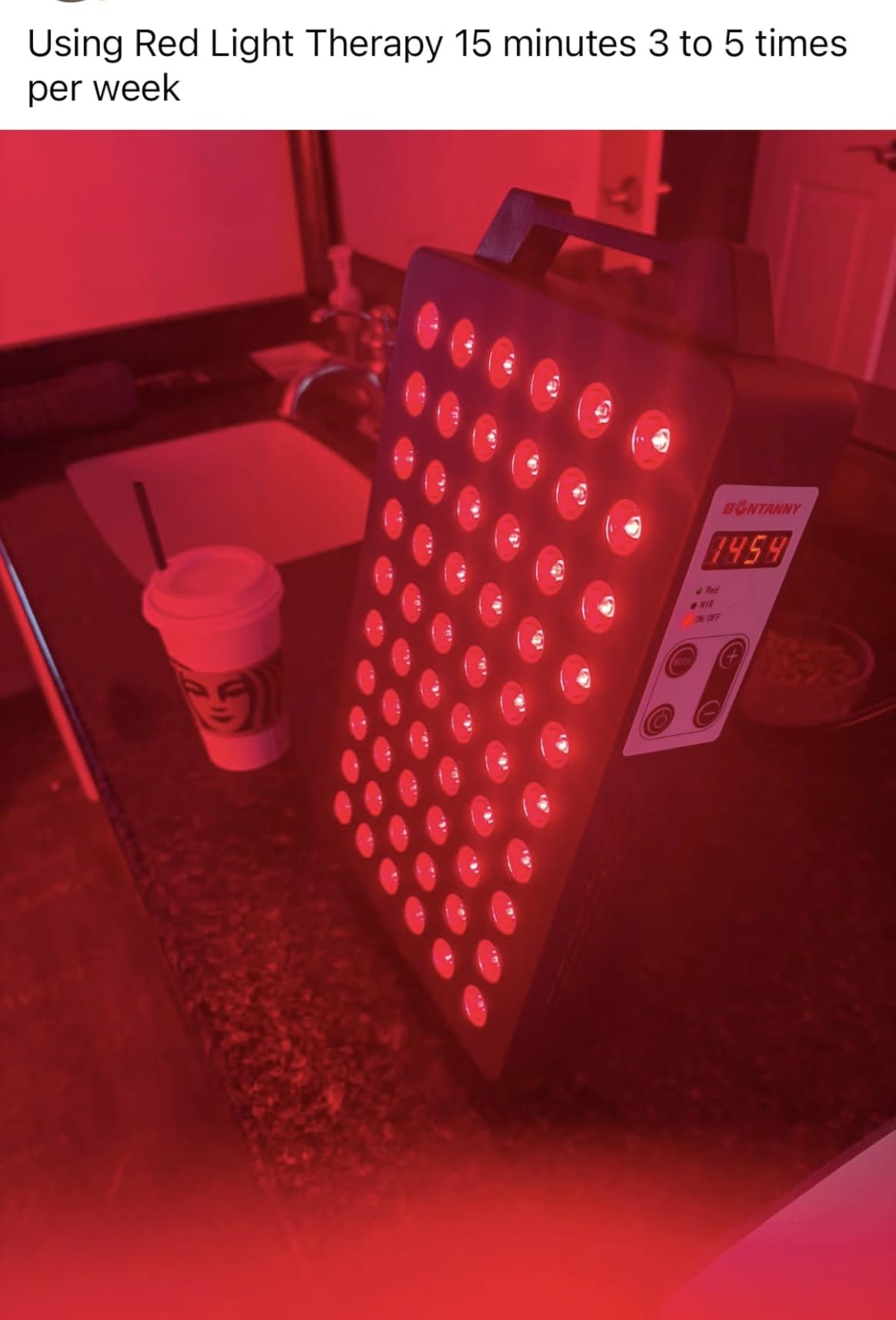 BONTANNY Red Light Therapy, 630/660/810/830/850nm 5 Wavelengths Red Near Infrared Light Device with 60 Dual Chip Clinical Grade LEDs, Remote Control, Timer for Face, Body, Pain Relief, BO-300 (White) customer photo 2