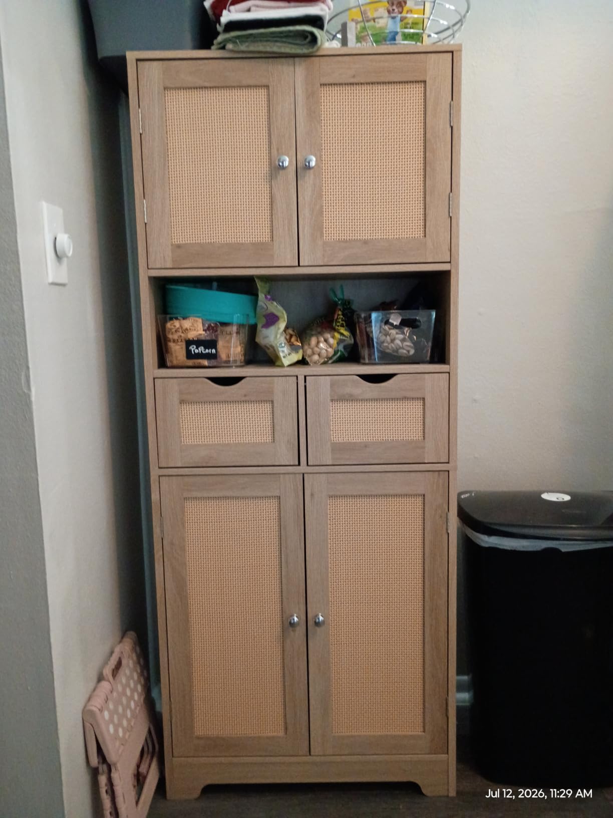 TEENFON Tall Bathroom Storage Cabinet with 4 Doors & 2 Adjustable Shelves customer photo 2