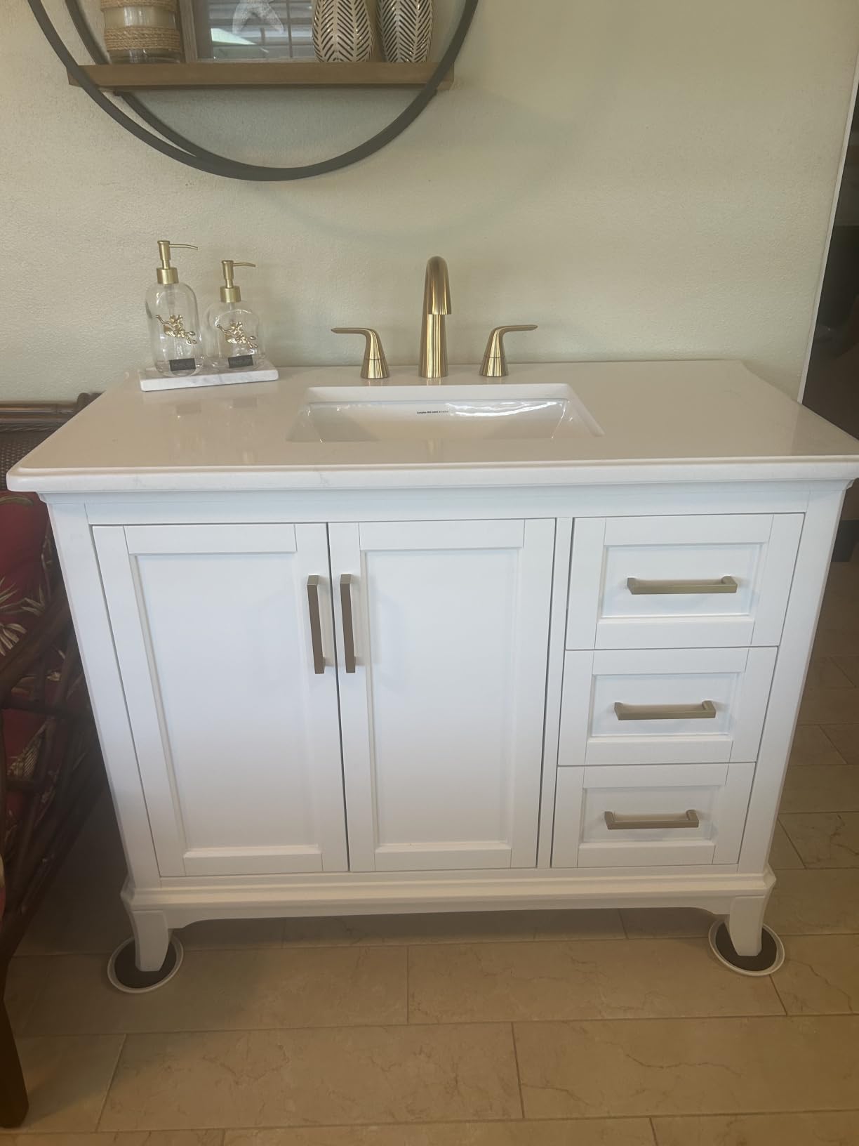 30 Inch Bathroom Vanity with Sink, Solid Wood, Steel Blue customer photo 1