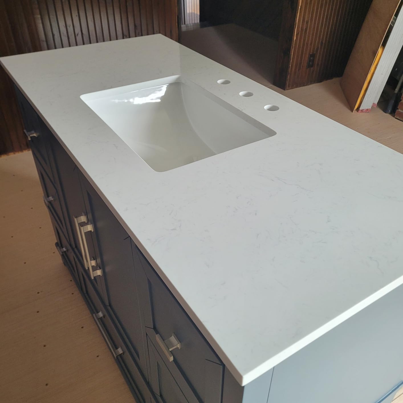 30 Inch Bathroom Vanity with Sink, Solid Wood, Steel Blue customer photo 2
