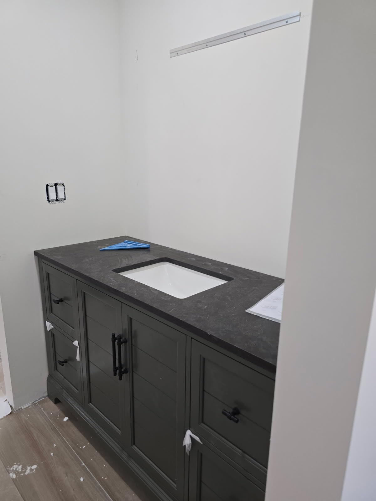 HOMEBEYOND 72 Inch Bathroom Vanity with Double Sink & Ceramic Top, Vanity Cabinet with Center Countertop Basin, Soft-Closing Doors, Backsplash, Vintage Spruce Blue customer photo 1