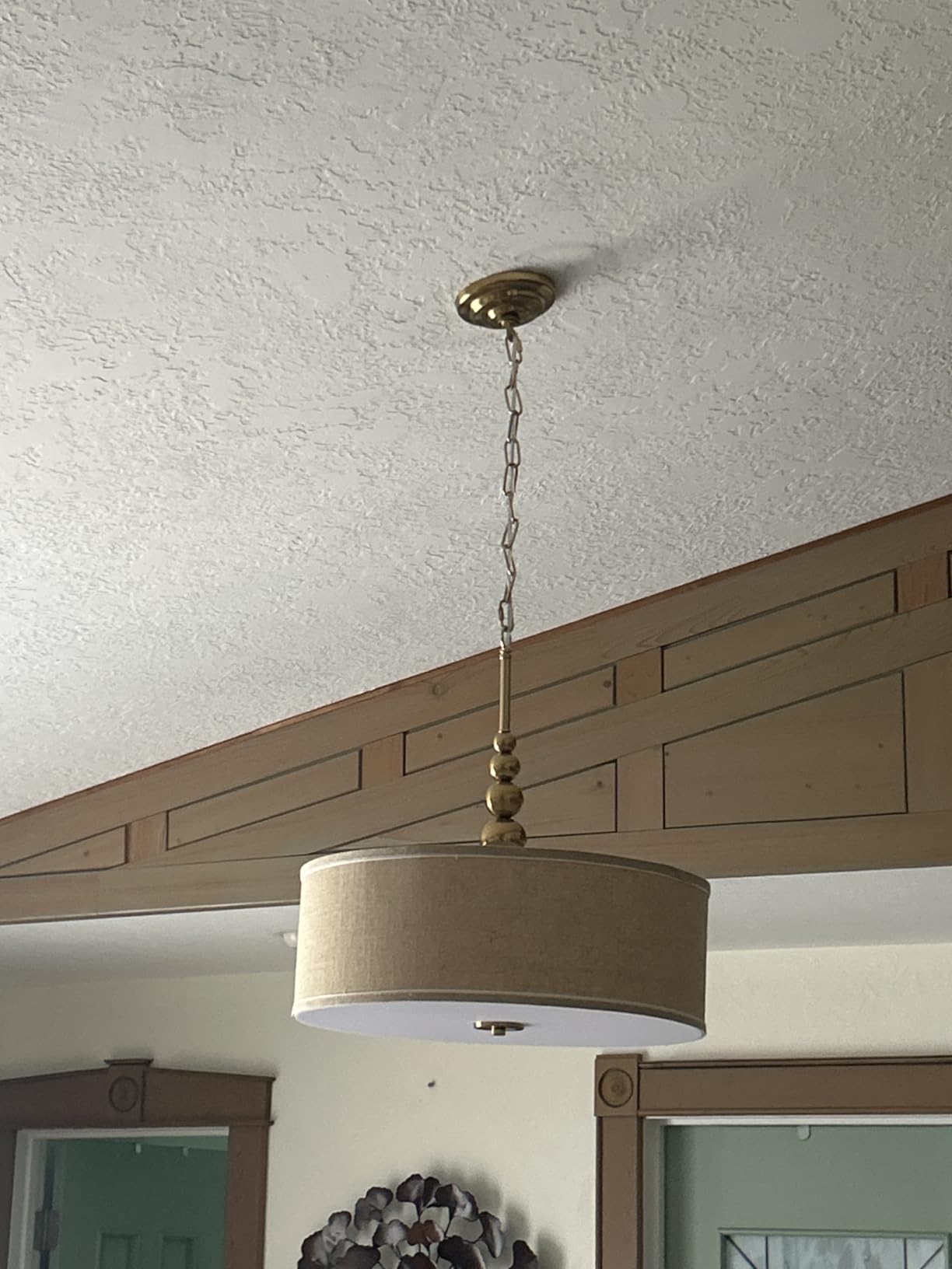 Shrine Lighting Double Drum Chandeliers, Farmhouse Style, Perfect Drum Pendant Light for Dining Room, D20'' x H10'', Adjustable Chains 55'', E12*4 Sockets, Beige Linen Fabric Lampshade & Black Rod customer photo 2