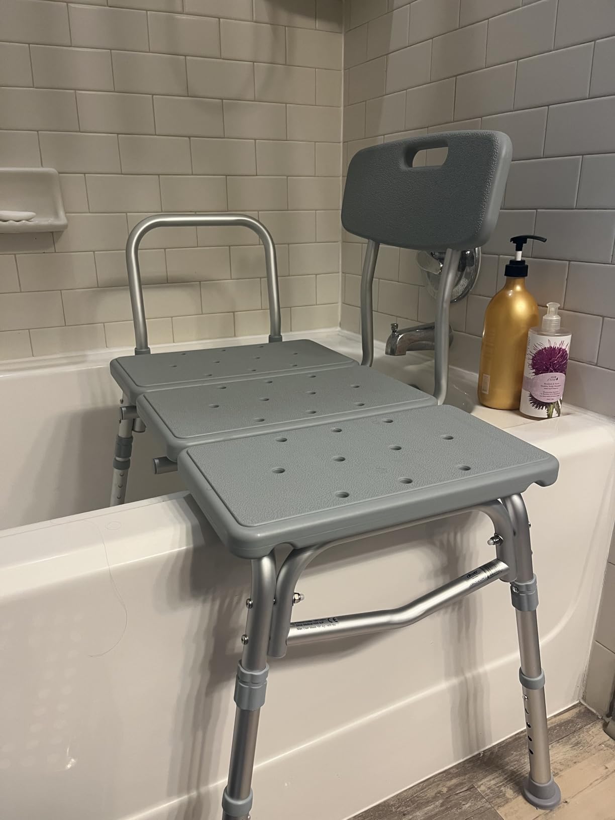HOMLAND Tub Transfer Bench with Backrest for Bathtub, Height Adjustable customer photo 2
