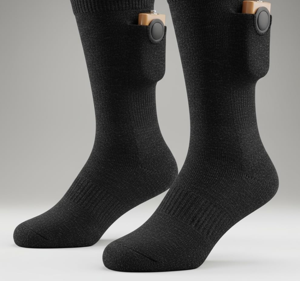 Heated Socks for Men Women, Rechargeable Electric Heated Socks, 5000mAh Washable Heated Socks, Long Life Up to 65 °C, Large Heating Area Foot Warmer for Outdoor Work Skiing Camping Fishing Hunting customer photo 2