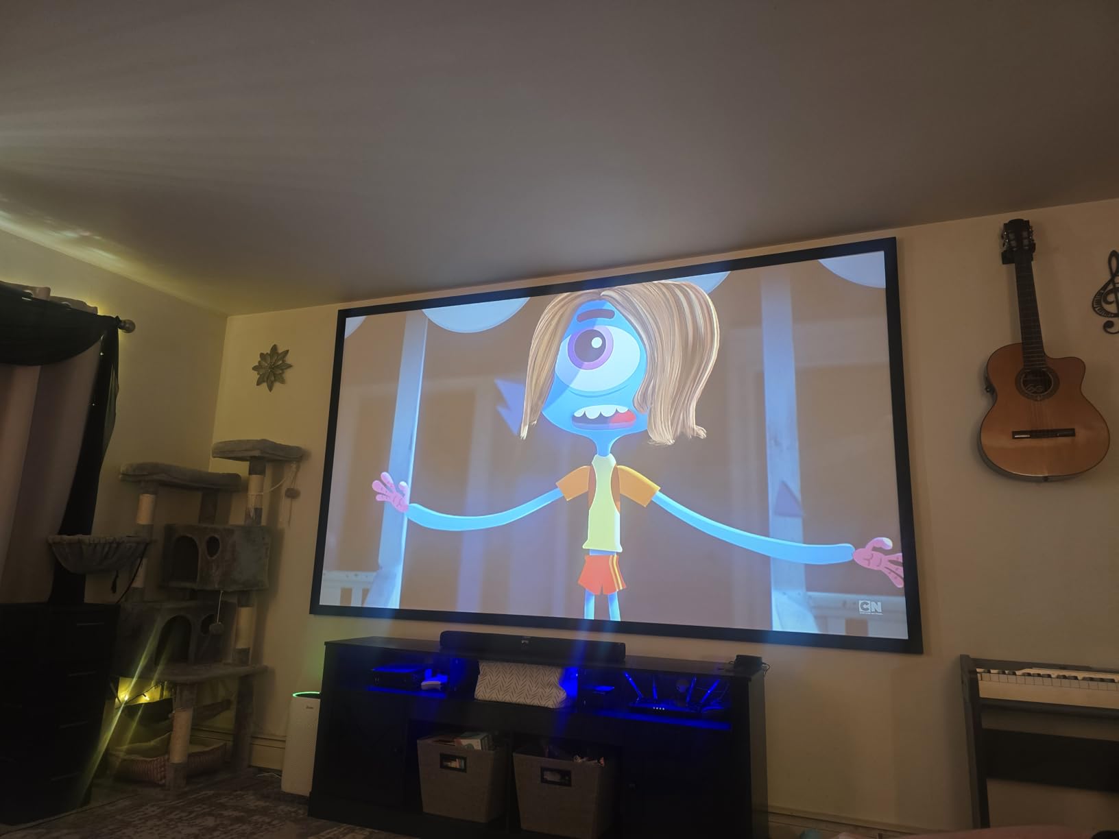 Fixed Frame High Gain Projector Screen by SilverMagic - 2.6X Gain and 30% ALR - Indoor Wall-Mounted White Screen for Home Theater/Living Room/Patio/Office/Classroom - 120 inch 16:9 customer photo 1