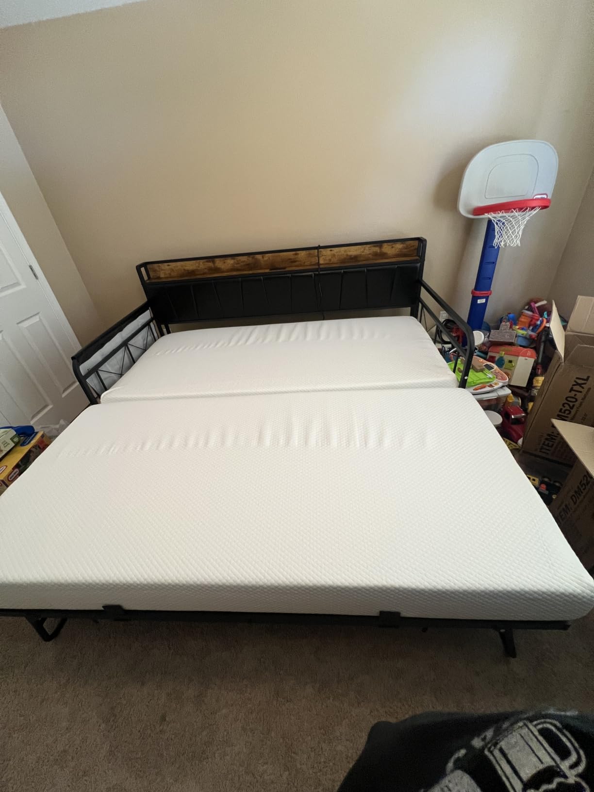 LIKIMIO Twin Daybed, Day Bed Frame with Pop Up Trundle, Grey customer photo 1