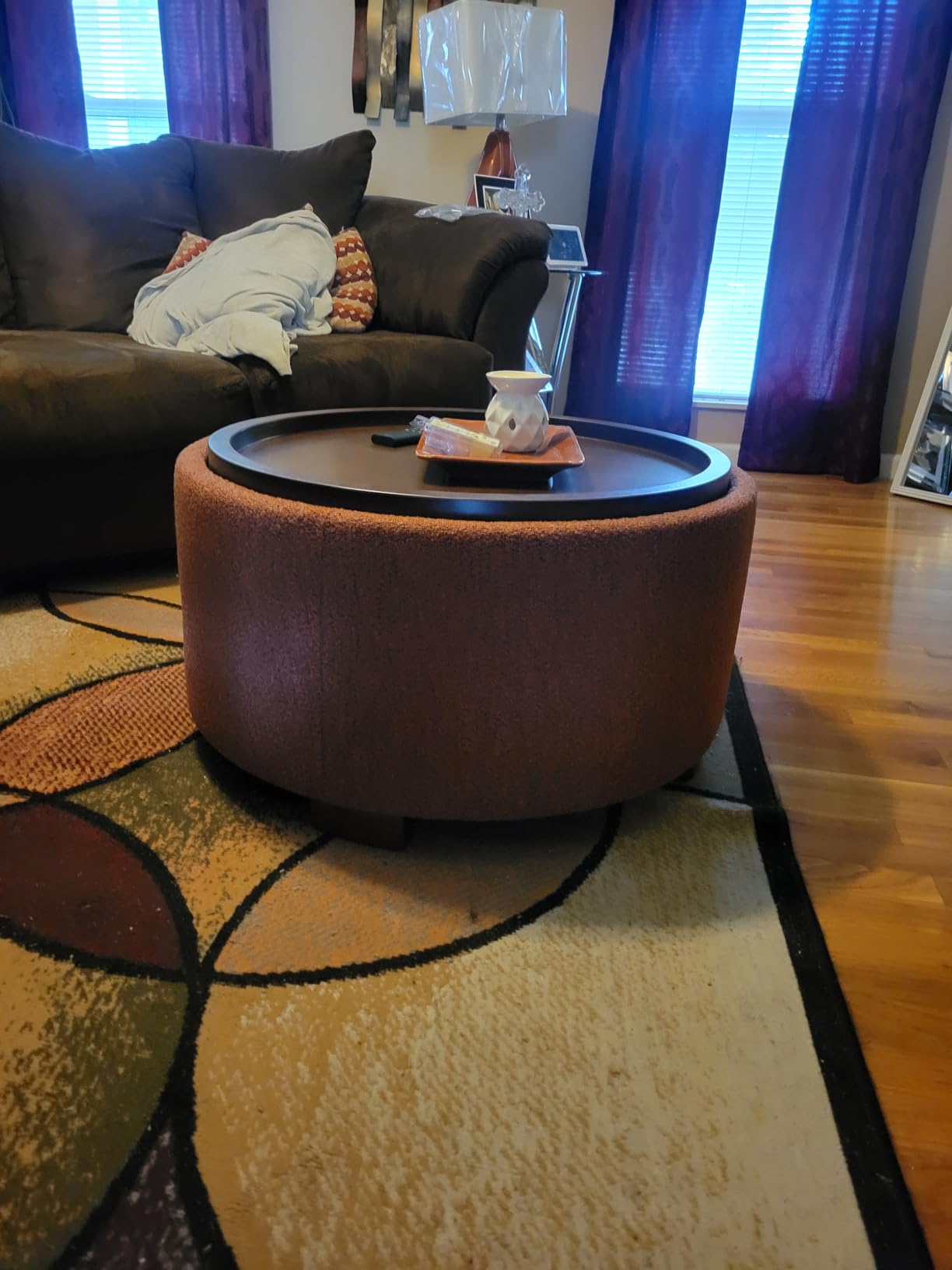 Zihanhome 30 Inch Round Storage Ottoman, Ottoman Coffee Table with Lift Off Lid, Boucle Modern Ottomans with Storage for Living Room, Bedroom, Apartments (Beige) customer photo 2