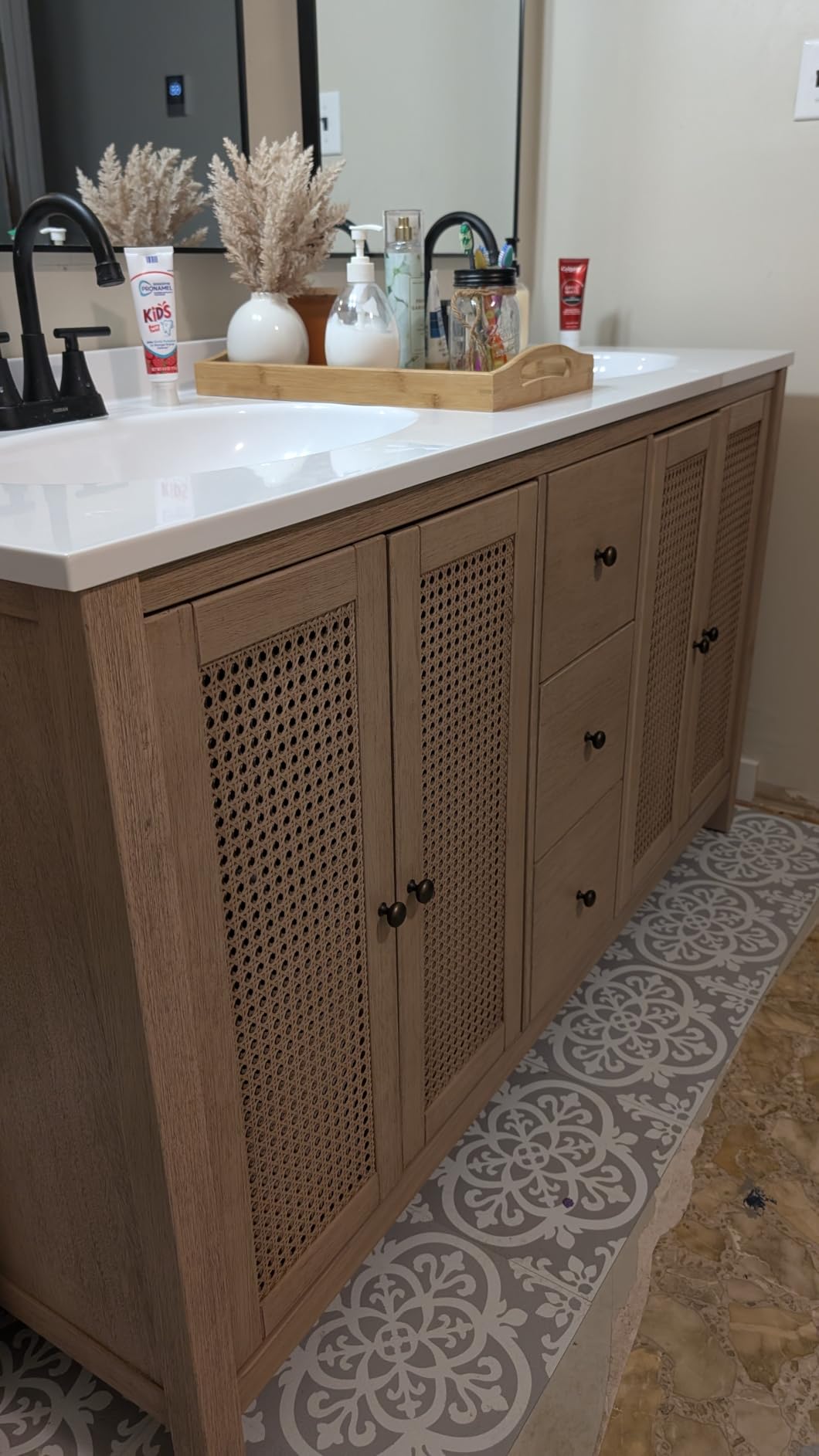 Alaterre Furniture Lucca Bathroom Vanity Cabinet, Natural, 60 Inch customer photo 1