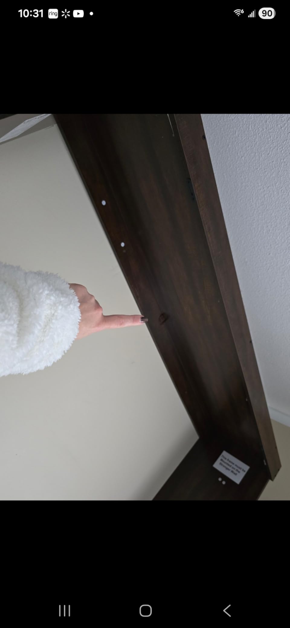 Hlivelood Queen Size Murphy Bed with 2 LED Lights, Farmhouse Wood Hidden Foldable Wall Bed Frame w/Gas Struts, Storage Bed Cabinet for Bedroom, Office, Space-Saving, No Box Spring Needed, Rustic White customer photo 2