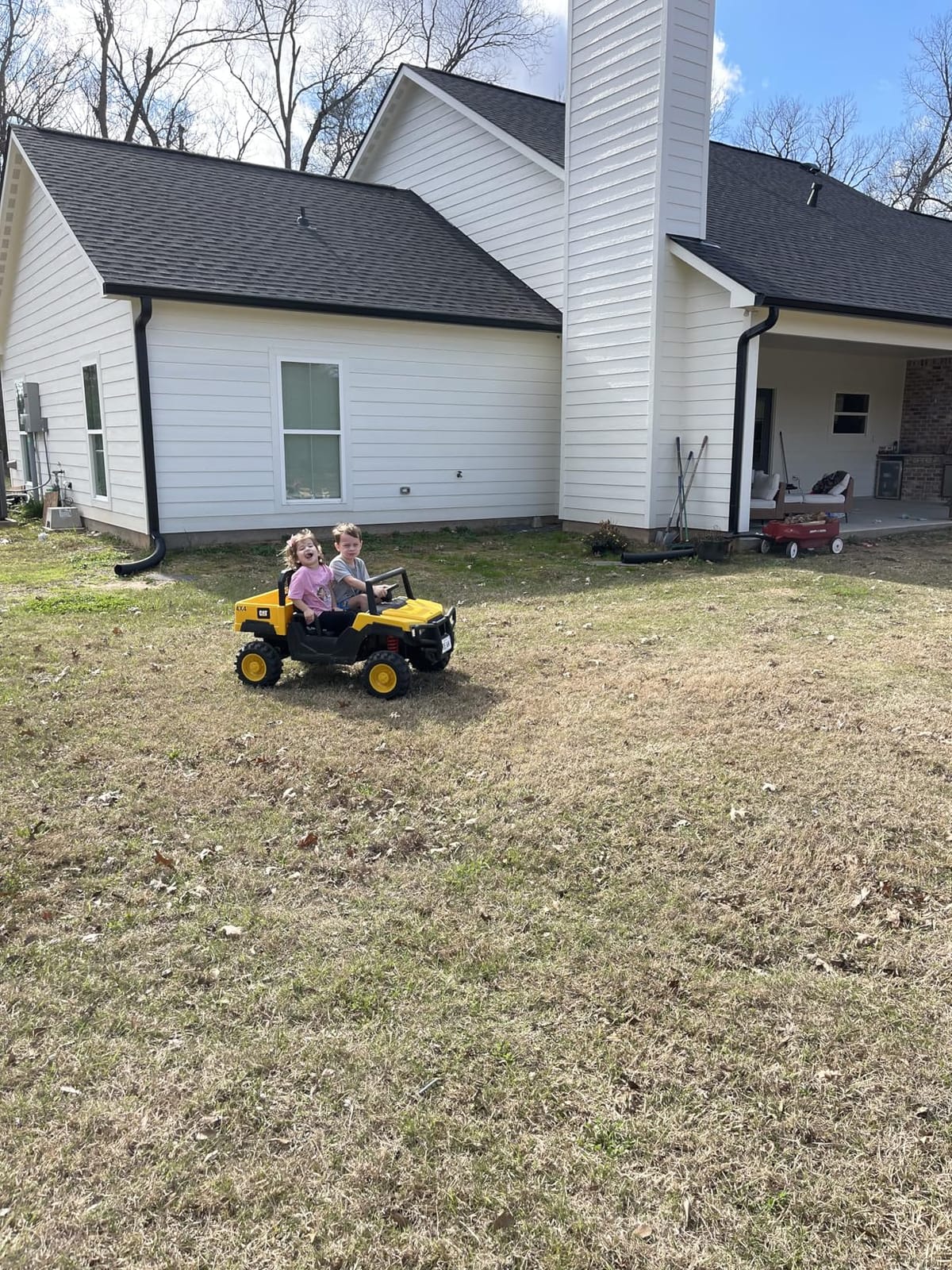 ANPABO Licensed Caterpillar 24V Ride On Toys with Dump Bed and Shovel | 2 seater ride on dump truck, remote control, 4×100w motors, up to 5mph, rear shock absorbers, bluetooth, gift for kids 3-6 customer photo 2
