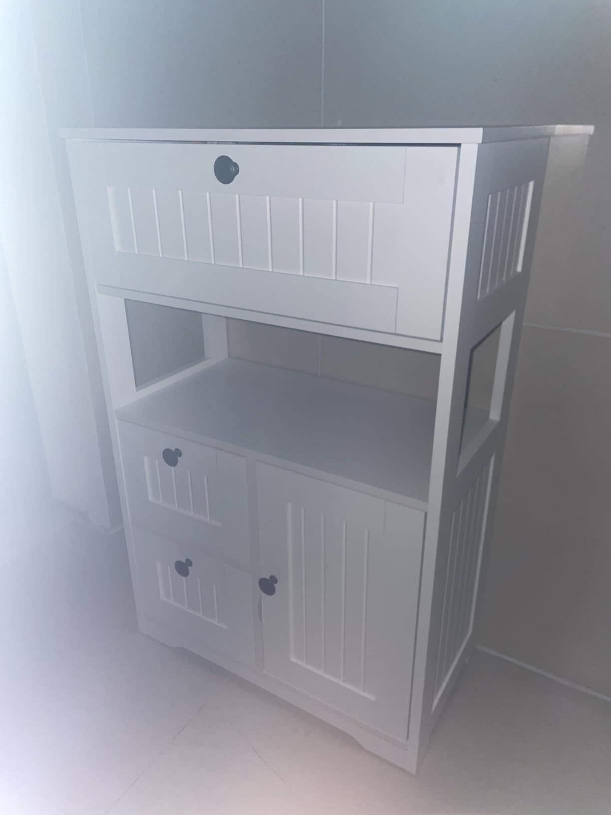 GRUSIGN Bathroom Cabinet, Modern Bathroom Floor Storage Cabinet Organizer with 1 Door and 3 Drawers, Freestanding Cupboard for Kitchen/Living Room Use customer photo 2