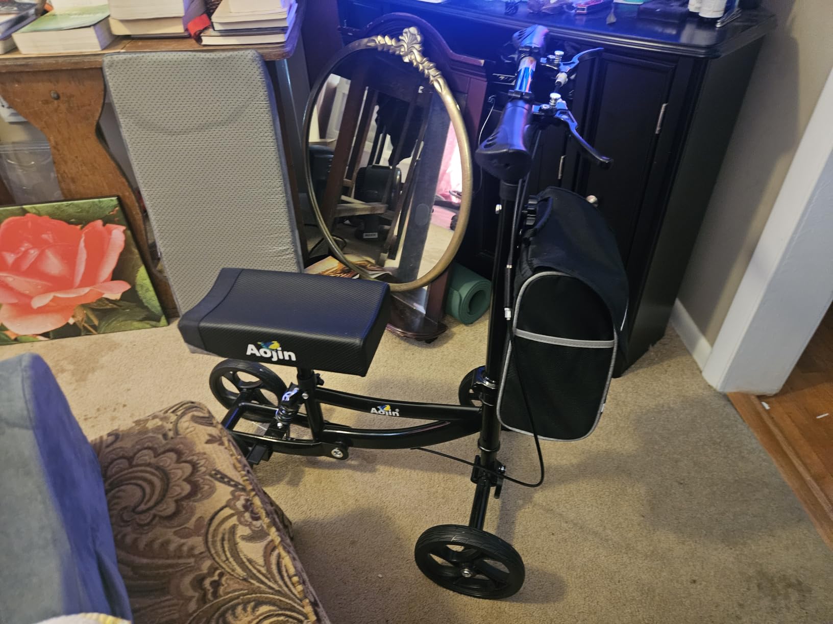 Aojin Knee Scooter for Adults for Foot Injuries, Storage Bag, 8'' Wheels customer photo 2