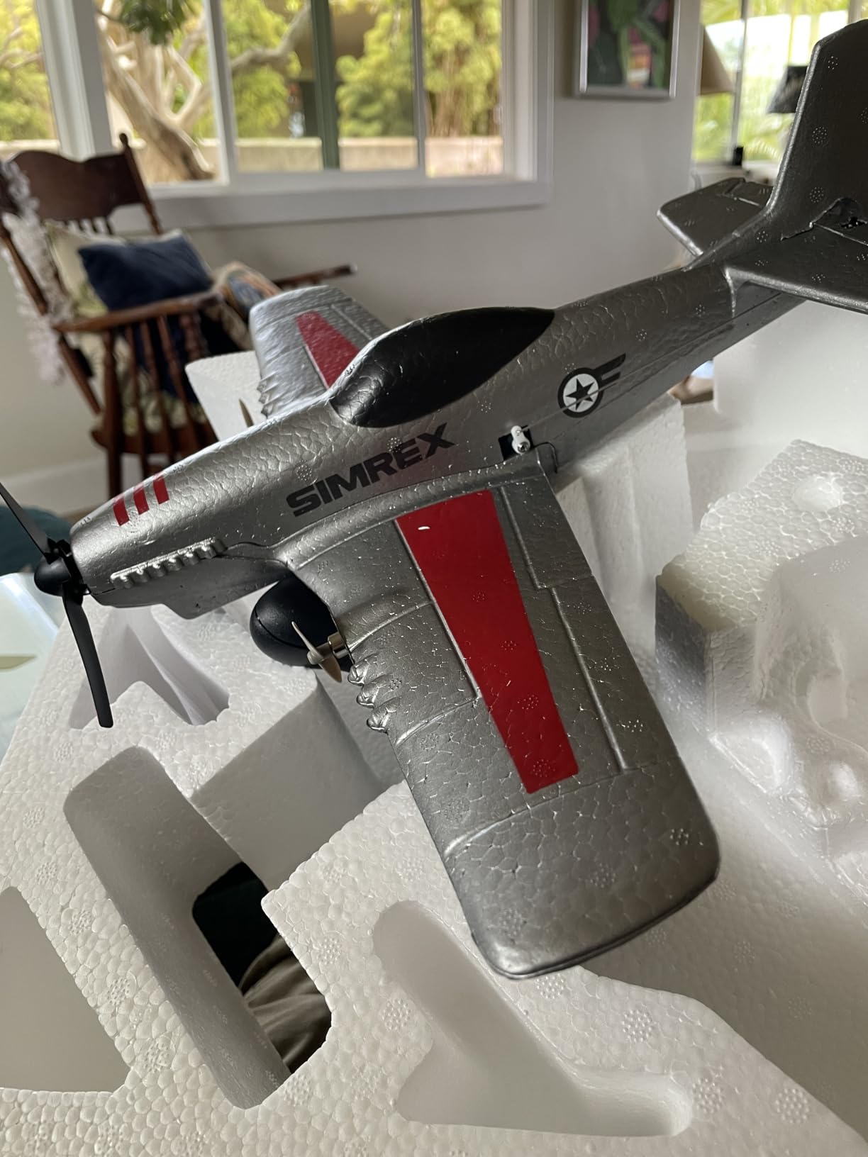SIMREX RC Plane for Kids & Beginners - P51 Foam Glider, 2.4GHz 3-Channel Remote Control Airplane Toy with 6-Axis Gyro, Easy to Fly RC Airplane for Outdoor Park Play - Gift for Boys & Girls customer photo 1
