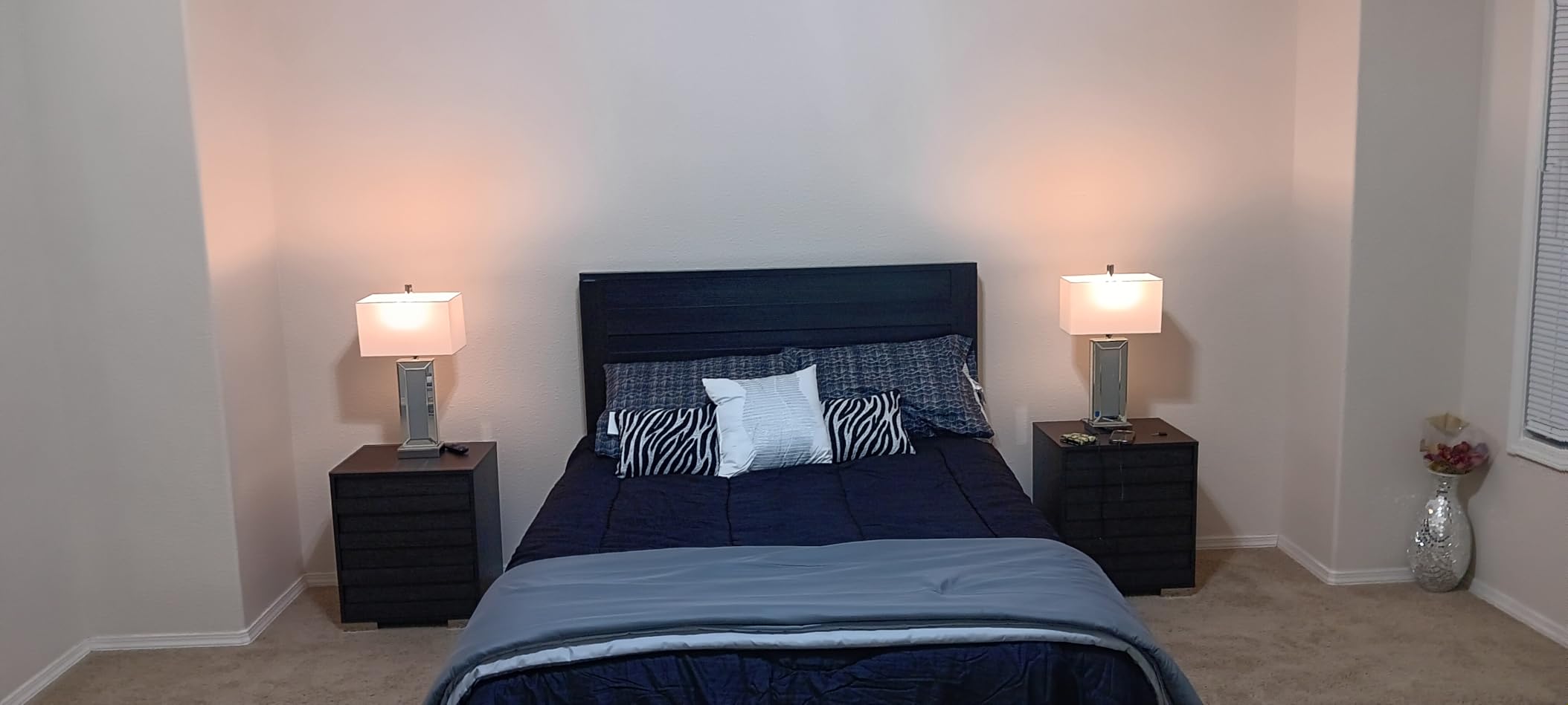 LUXOAK 3 Piece Slatted Bedroom Set King Bed Frame & 2 Nightstands, Grey customer photo 1