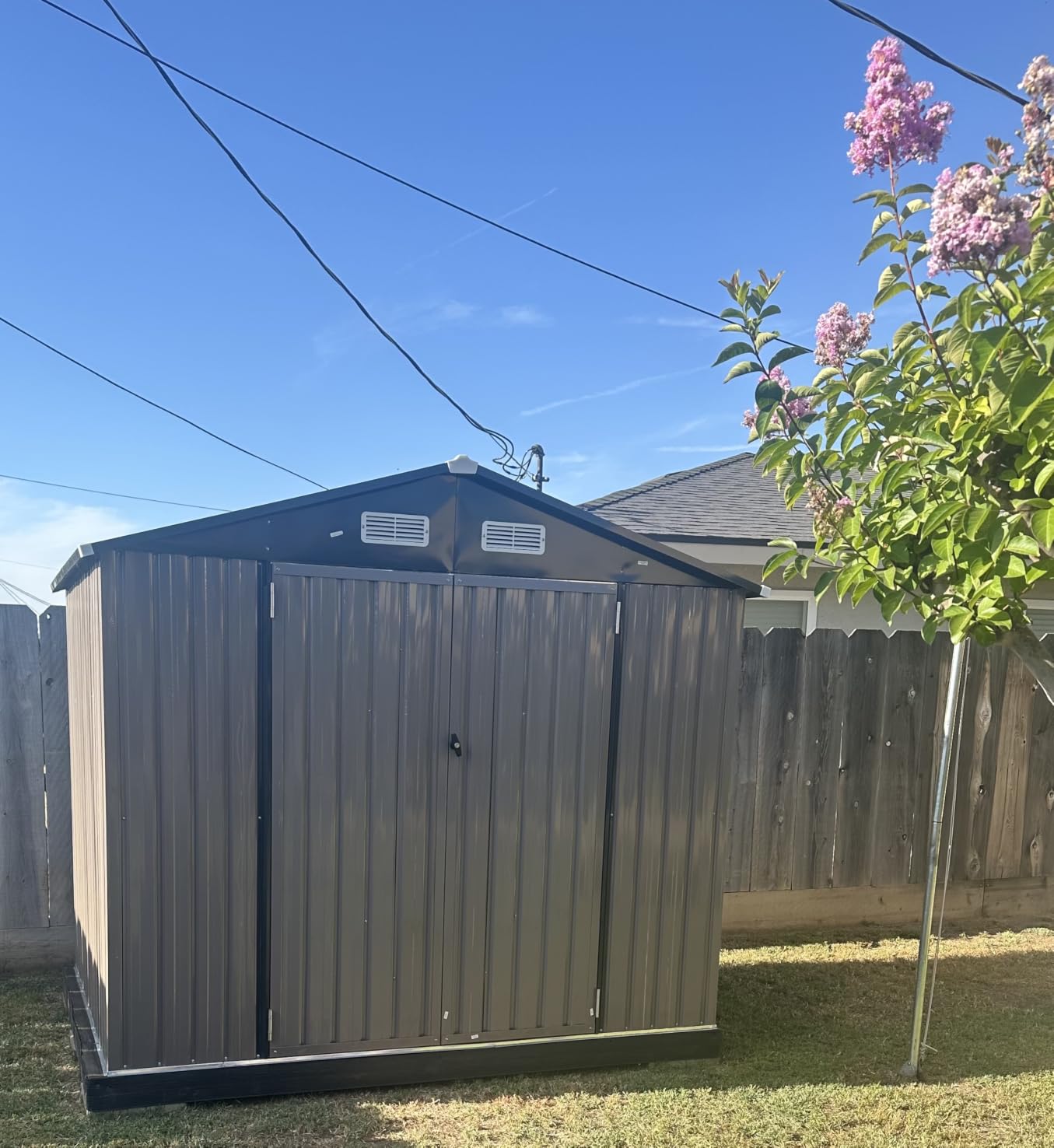 Aoxun 7.3'x5.3' Shed with Floor Galvanized Steel Outdoor Storage Shed Brown customer photo 1