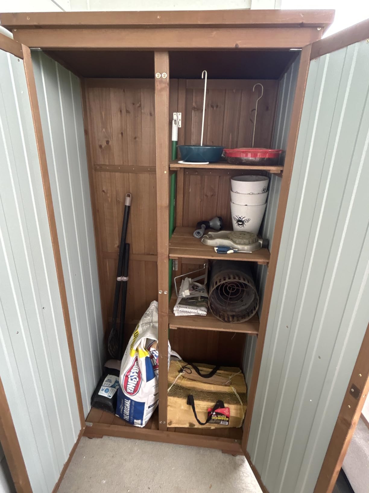 Outdoor Storage Cabinet with Shelves, Weatherproof Tool Shed for Patio customer photo 2