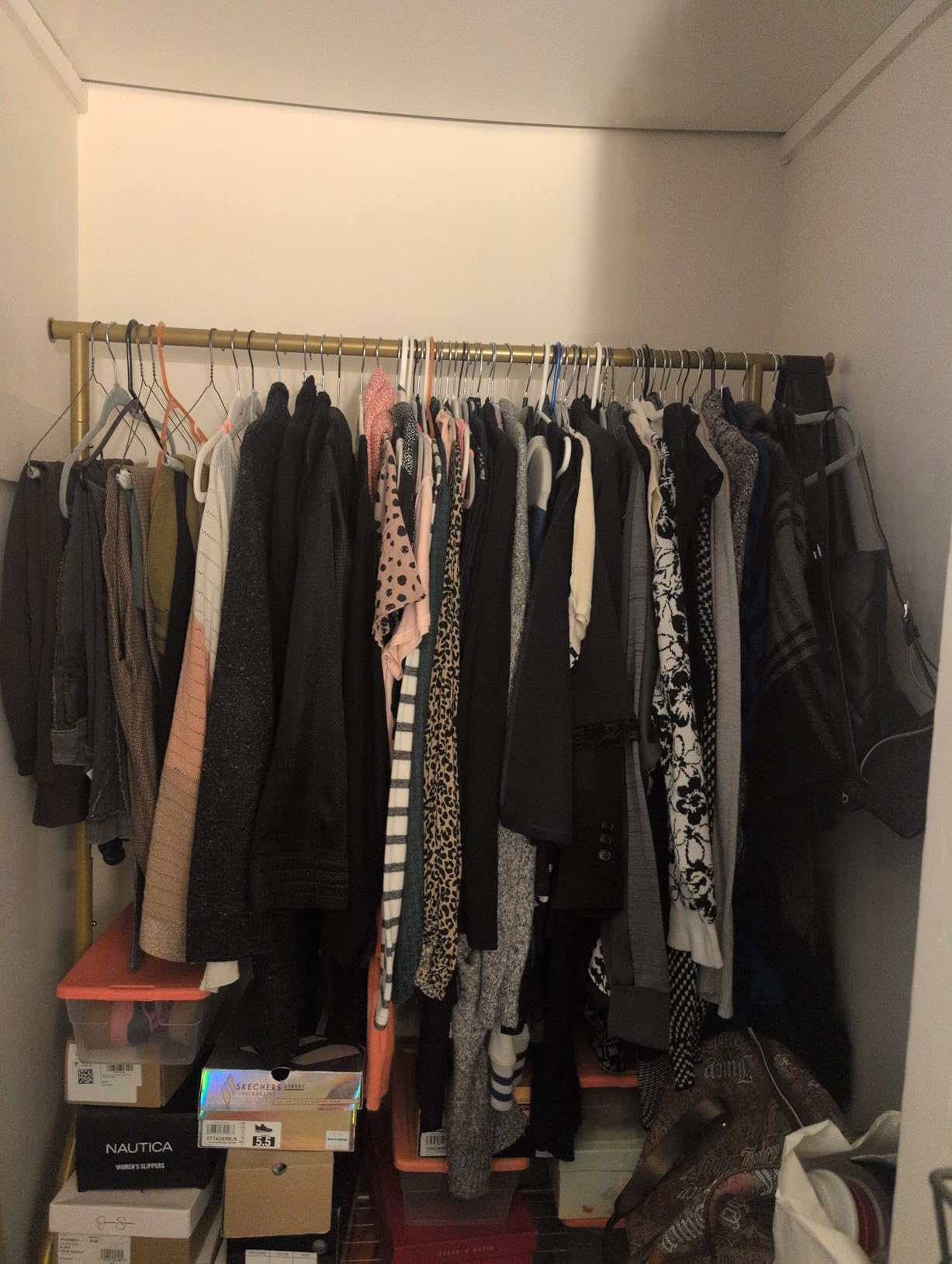 EAGMAK Heavy Duty Clothes Rack Load 556 LBS, Rolling Clothing Rack With Shelves, Height Adjustable Metal Clothes Hanger with Wheels Portable Wardrobe Organizer Garment Rod for Hanging Clothes (Black) customer photo 1