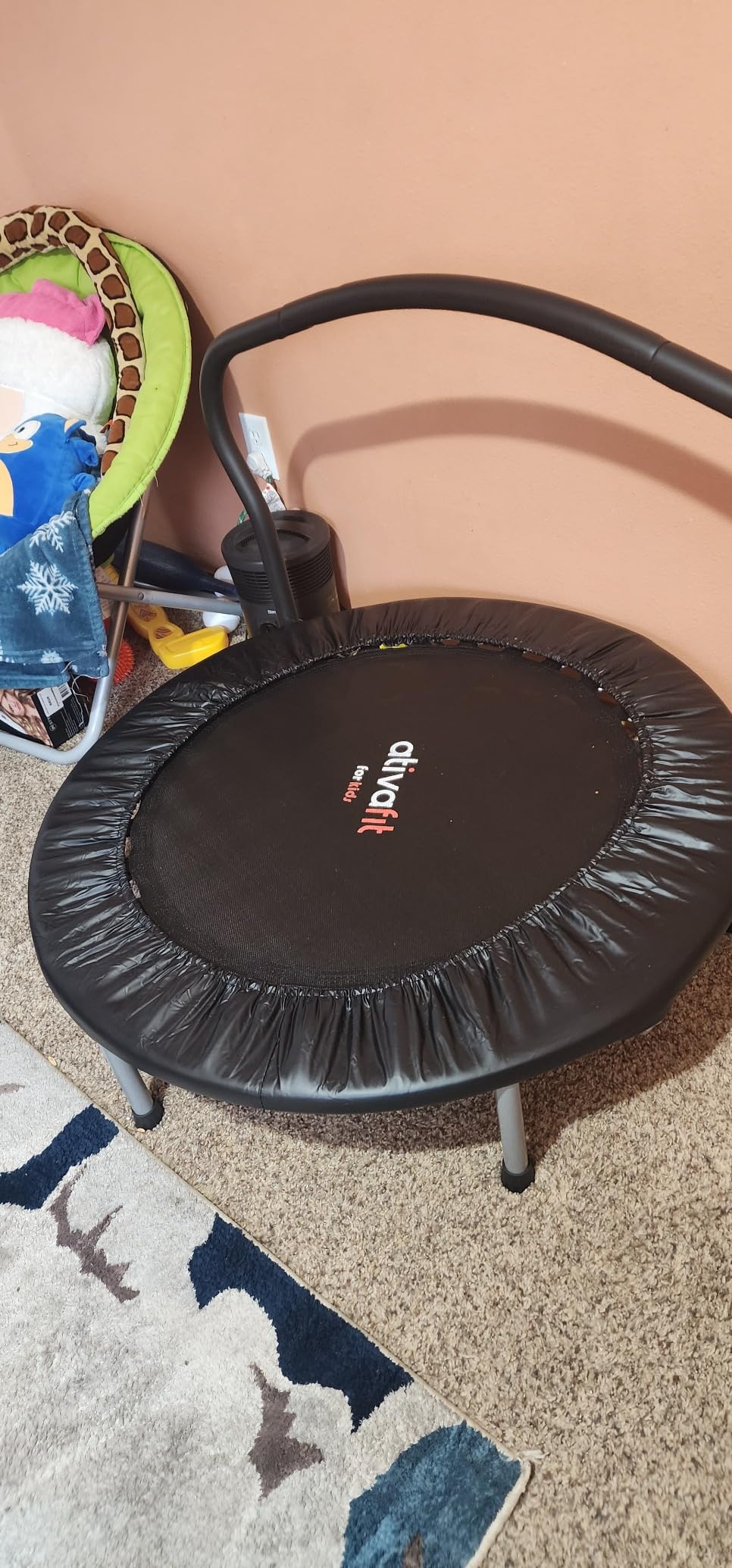 Ativafit 36inch Elastic Band Big Handle Toddler Trampoline for Kids Ages 2-6 Indoor Outdoor Mini Trampoline with Safety Padded Cover Fun for Kids customer photo 2