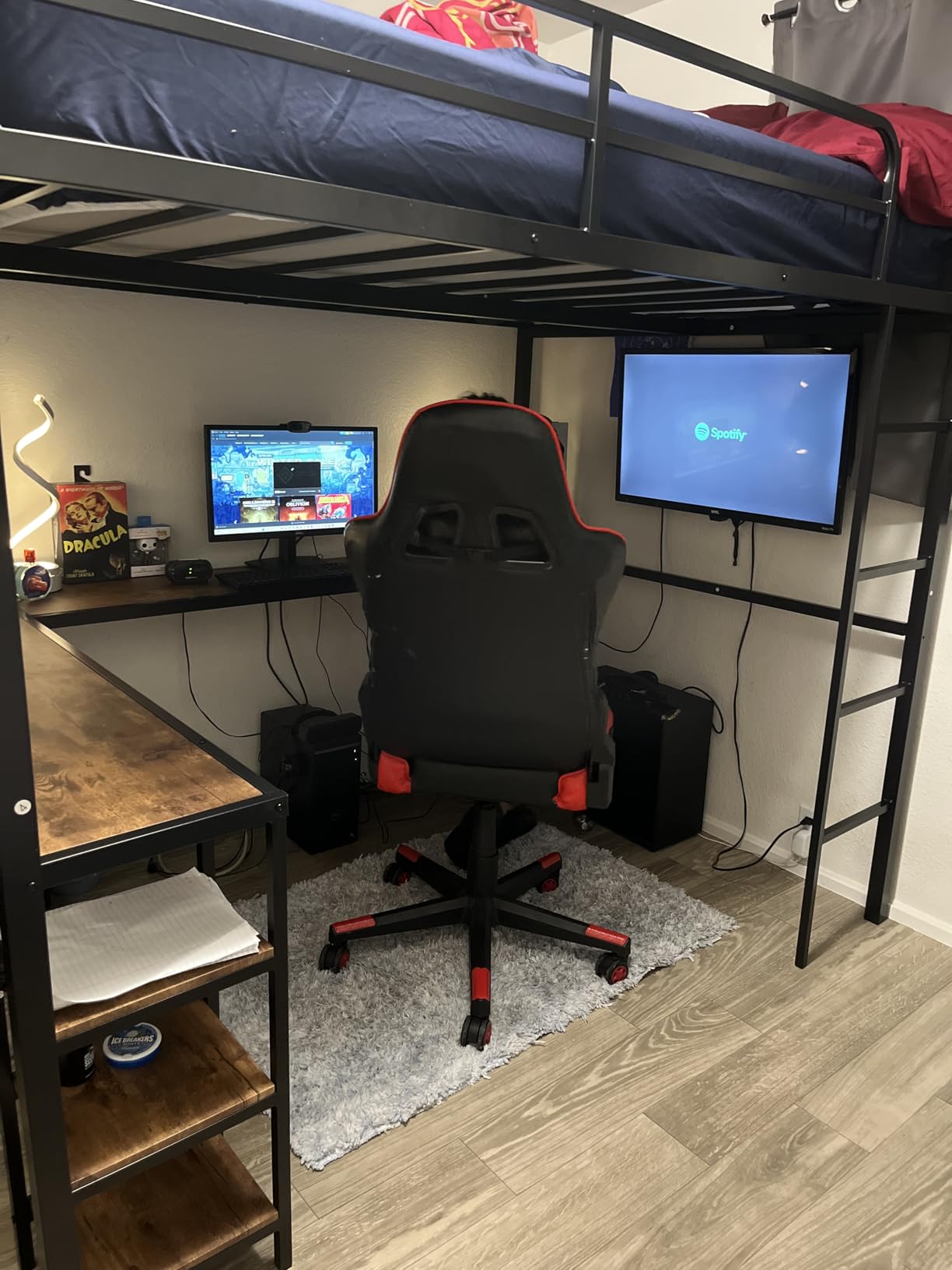Full Loft Bed with Desk & Shelves for Teens/Adults, Guardrails, Ladder customer photo 2