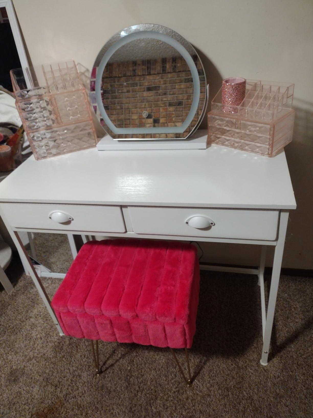 FENNIO Vanity Mirror with Lights 17''x13'' Makeup Mirror with Lights,Vanity Mirror Touch Screen with 3-Color Lighting,Dimmable,for Vanity Desk Tabletop White customer photo 1