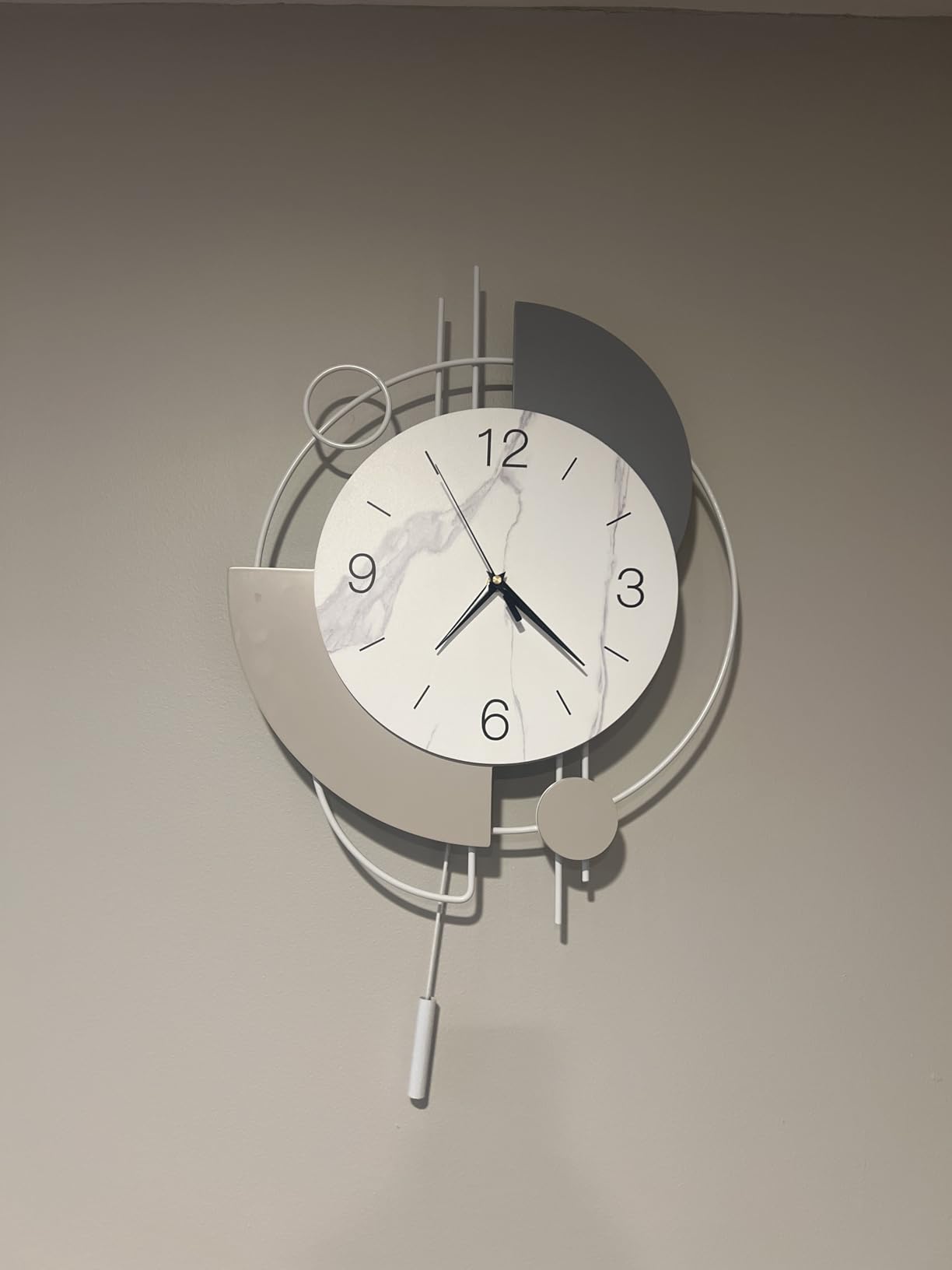Dankeit Wall Clock, Silent Non-Ticking Quality Quartz Battery Operated with Pendulum, Large Wall Clock for Living Room Kitchen Home Bathroom Bedroom Wall Decor, 13x21.65inch(Brown) customer photo 2