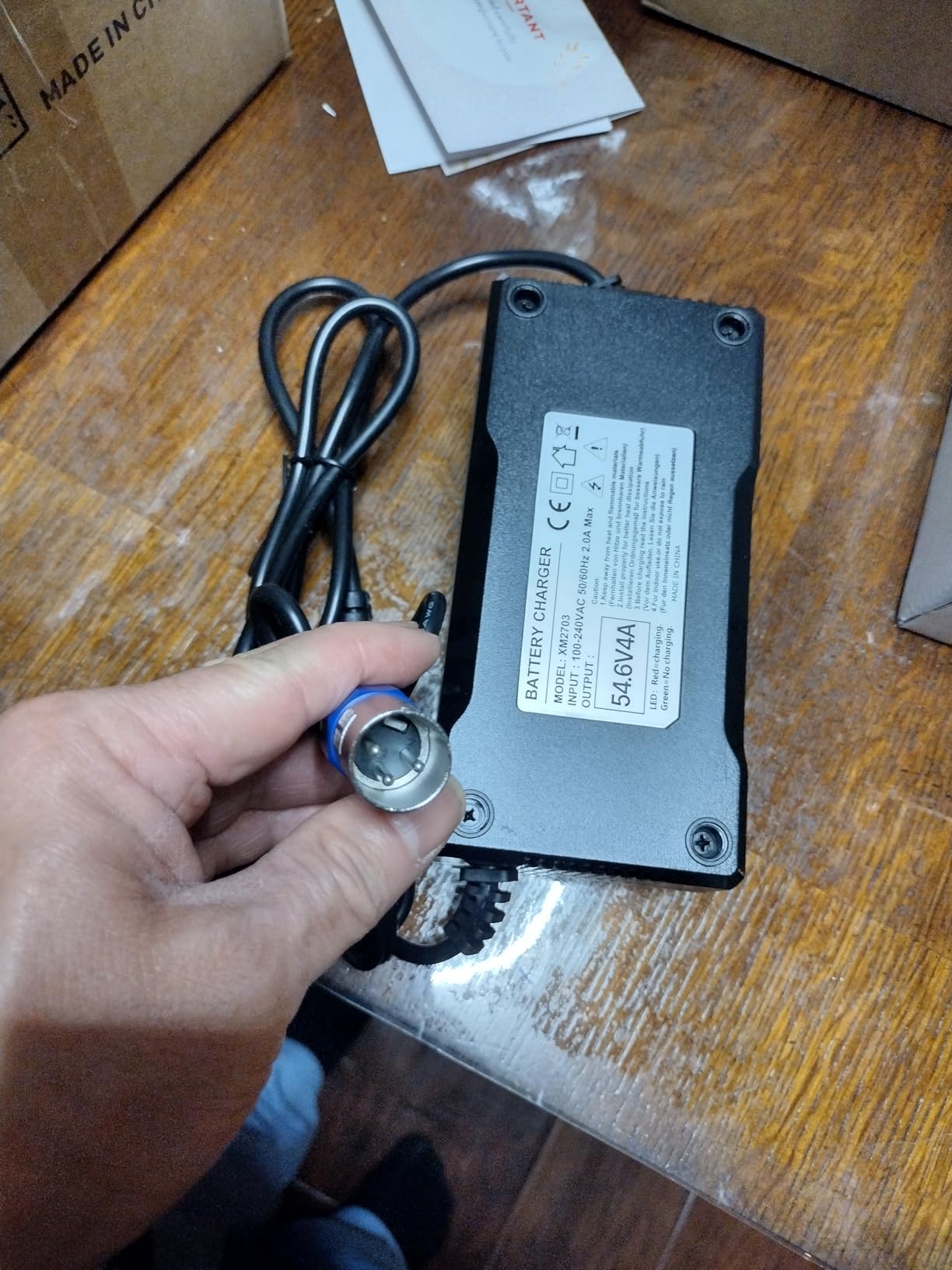 Ebike Charger 48V Lithium Battery Charger, 54.6V Output 4A Fast Electric Bike Charger, 3-Pin XLR Connector, Fan Cooled, Red/Green Indicator, Scooter Charger customer photo 1