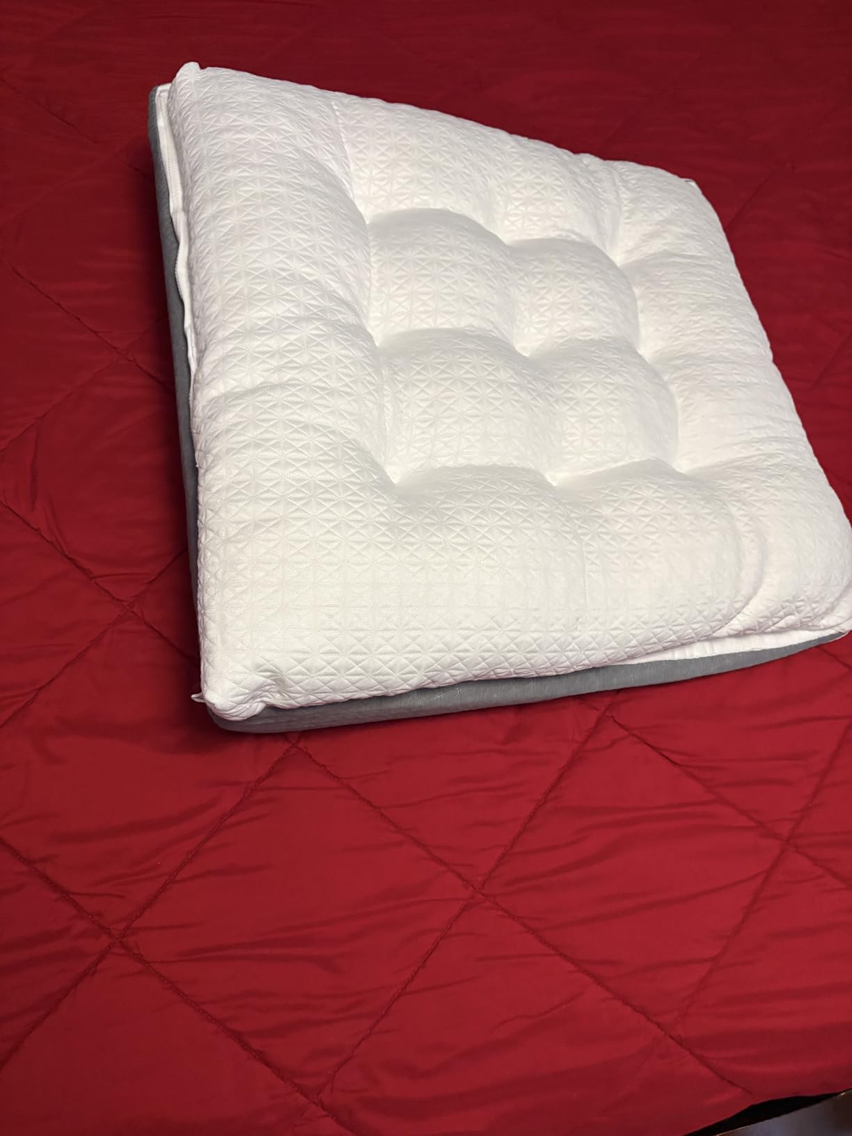 Bed Wedge Pillow for Sleep Apnea 7.5Inch Gerd Pillow Patent Dual Layer Triangle Pillow Adjustable Shredded Memory Foam Topper Soft Support Ideal for Acid Reflux, After Surgery, Snoring customer photo 2