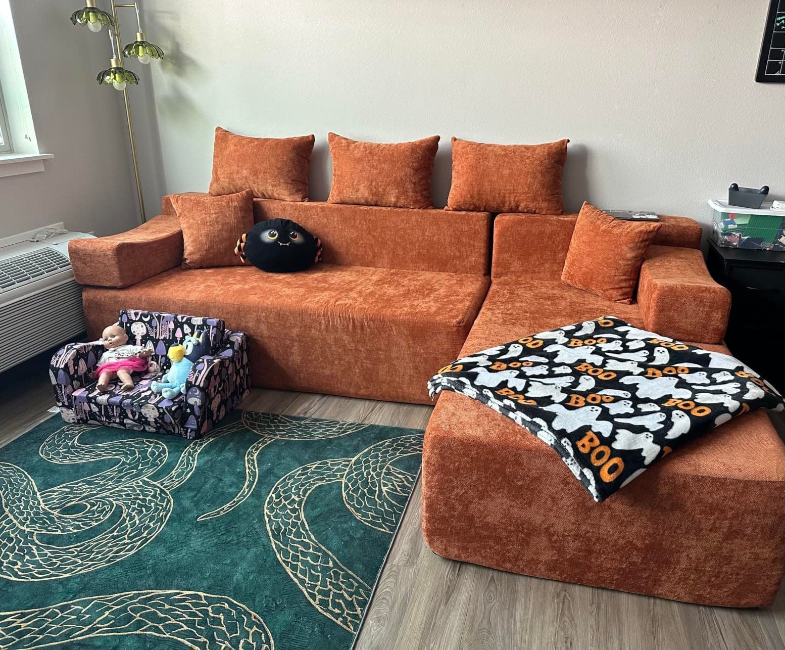 MONVANE Modular Sectional Cloud Couch for Living Room - 130'' 6 Seater Convertible Chenille Couches Set with Ottoman, No Assembly Compression Sofas, Comfy Floor Sofa with Memory Foam, Grey customer photo 1