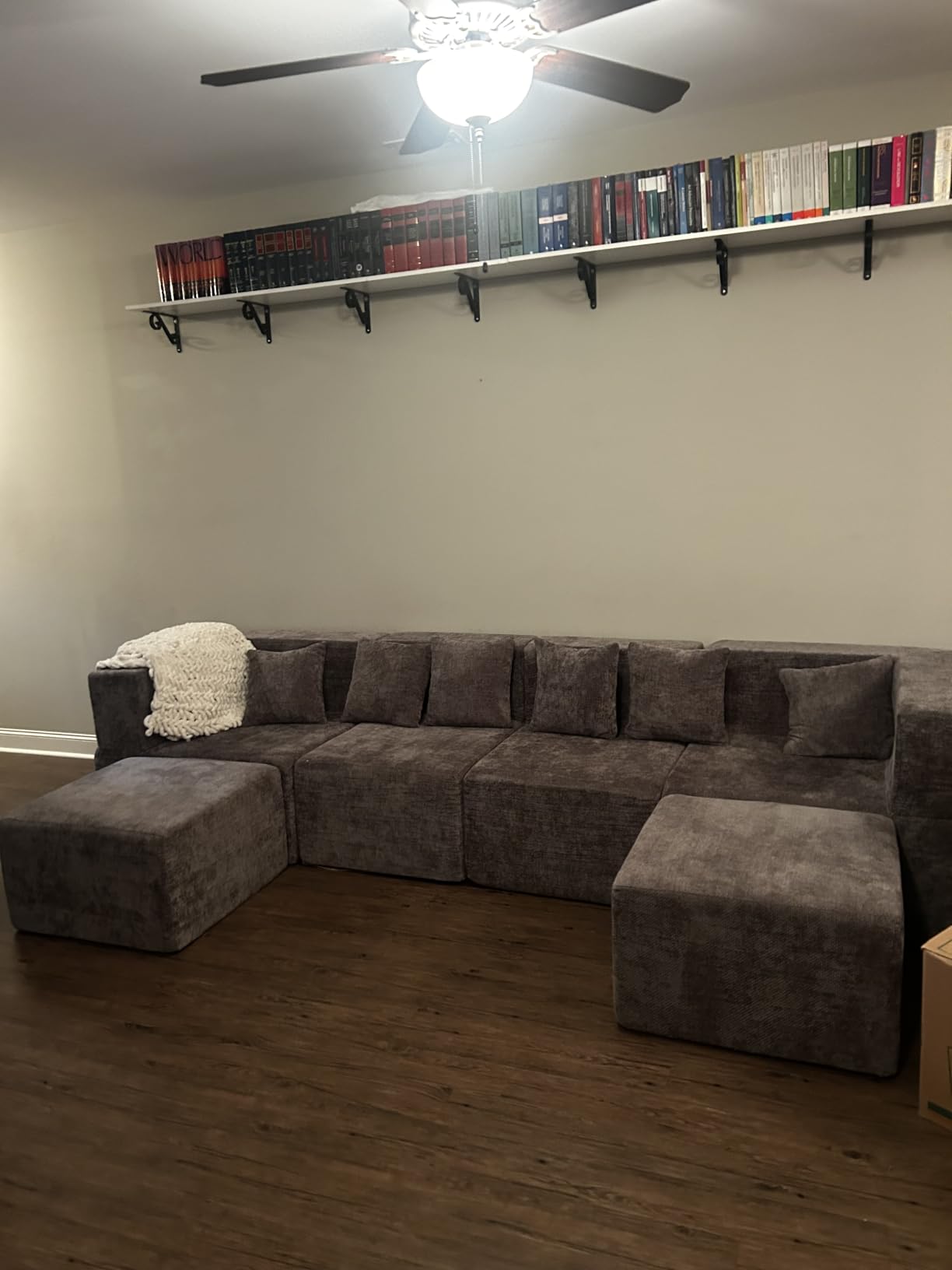 MONVANE Modular Sectional Cloud Couch for Living Room - 130'' 6 Seater Convertible Chenille Couches Set with Ottoman, No Assembly Compression Sofas, Comfy Floor Sofa with Memory Foam, Grey customer photo 2