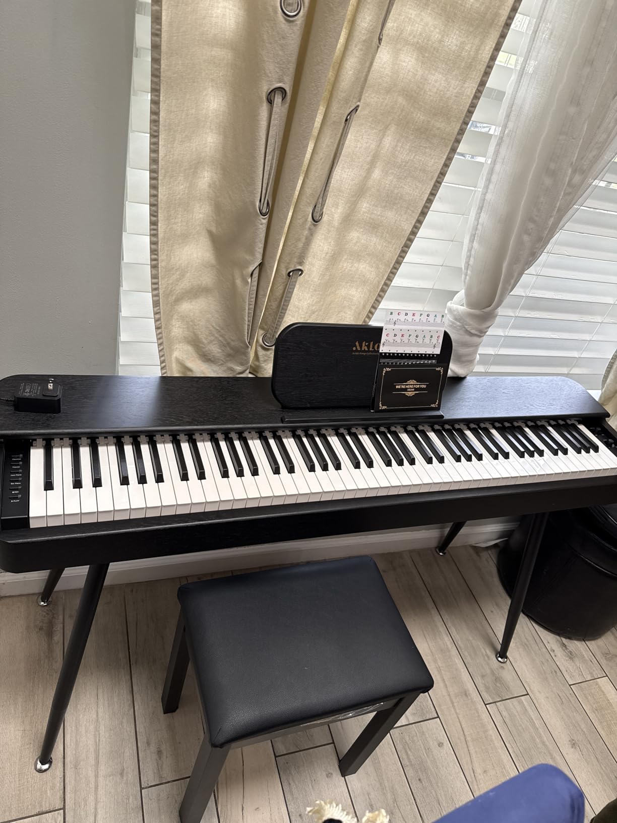 AKLOT Weighted Upright Digital Piano: 88-Key Graded Hammer Action, Ambient Lighting & Sliding Piano Lid, 4 Classic Pianos Tones, Triple Pedal, Dual 25W Stereo Speakers, Headphones & Lesson Book customer photo 1
