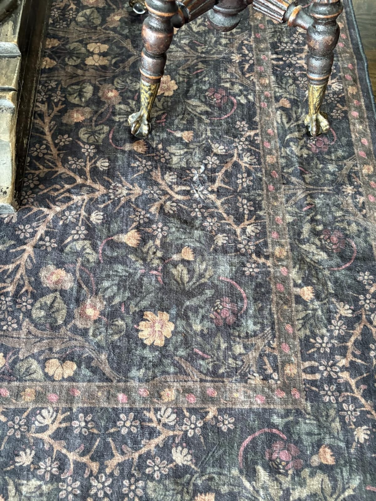 Washable 9x12 Living Room Rug - Moss Brown Floral Area Rug for Dining Room Under Table, Low Pile Non-Slip Floor Carpet for Bedroom Under Bed - Vintage Taupe Olive Design & Stain Resistance customer photo 2