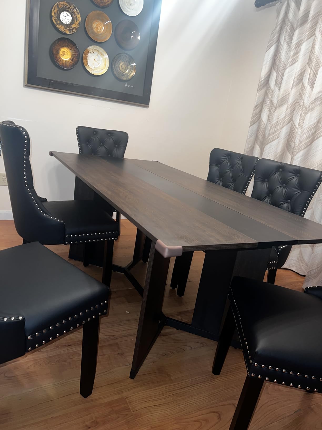Hlivelood 94Inch Large Dining Table for 8 10 People,Wooden Rectangular Kitchen Table W/Waterproof Tabletop,Large Rectangle Furniture W/Adjustable Legs,Brown Dinner Table for Kitchen Dining Room(94IN) customer photo 1