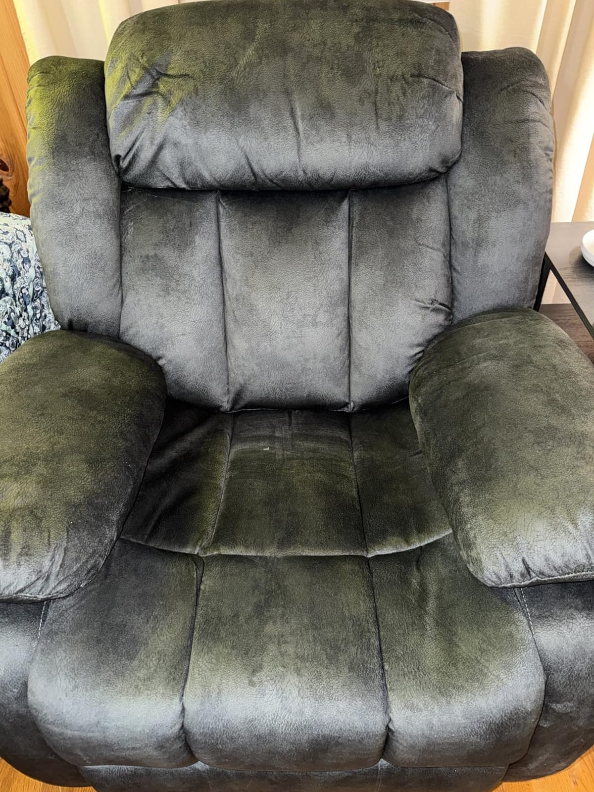 INZOY Manual Recliner Chair with Padded Armrest, Wall-Hugger Single Sofa Recliners with Overstuffed Back, Classical Fabric Reclining Chairs for Living Room Theater Seating, Brown customer photo 2