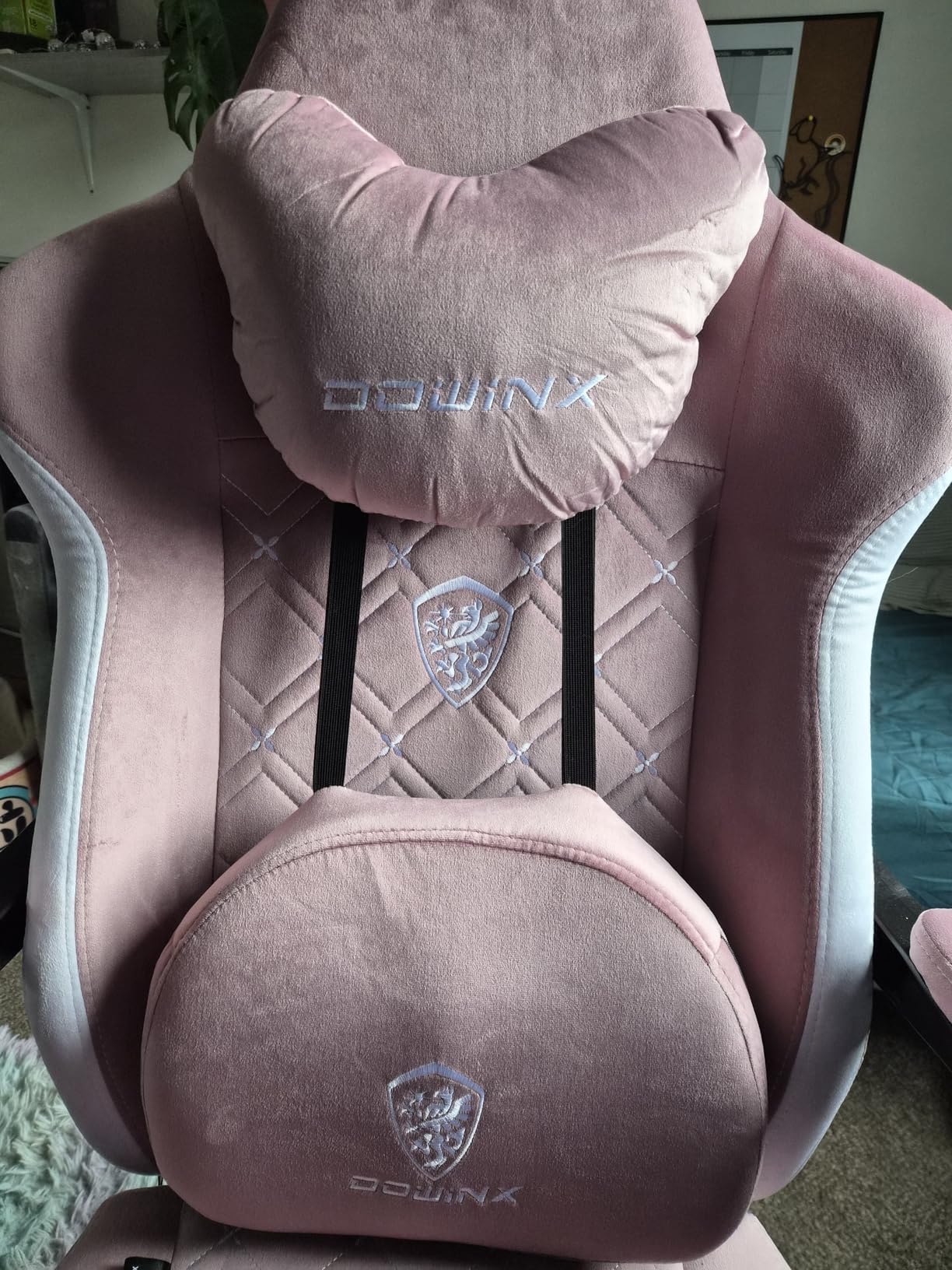Dowinx Gaming Chair with Heated Massage Lumbar Support, Big and Tall Fabric Gaming Chairs for Adults with Footrest, Ergonomic Computer Game Chair with Poket Spring Cushions, 350lbs, Green customer photo 1