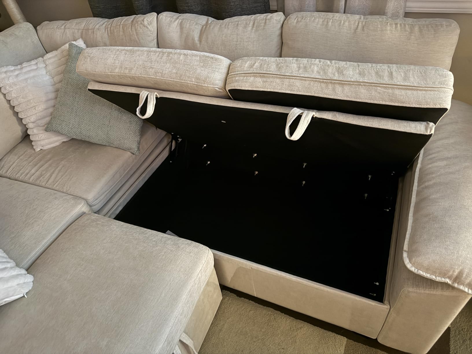 108'' Modular Sectional Sofa with Pull Out Bed, Sleeper Sofa, Dark Gray customer photo 2