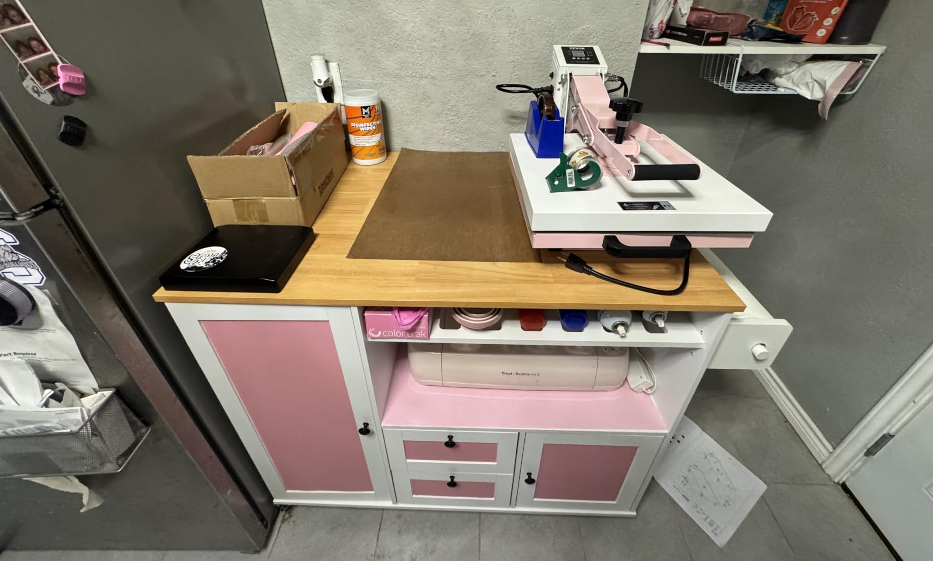 knoworld Rolling Kitchen Island with Storage Cabinet, 41.3'' Width Kitchen Cart with Desktop Drop Leaf Countertop, Portable Mobile Island with Towel Rack, Spice Rack Shelf, White customer photo 1