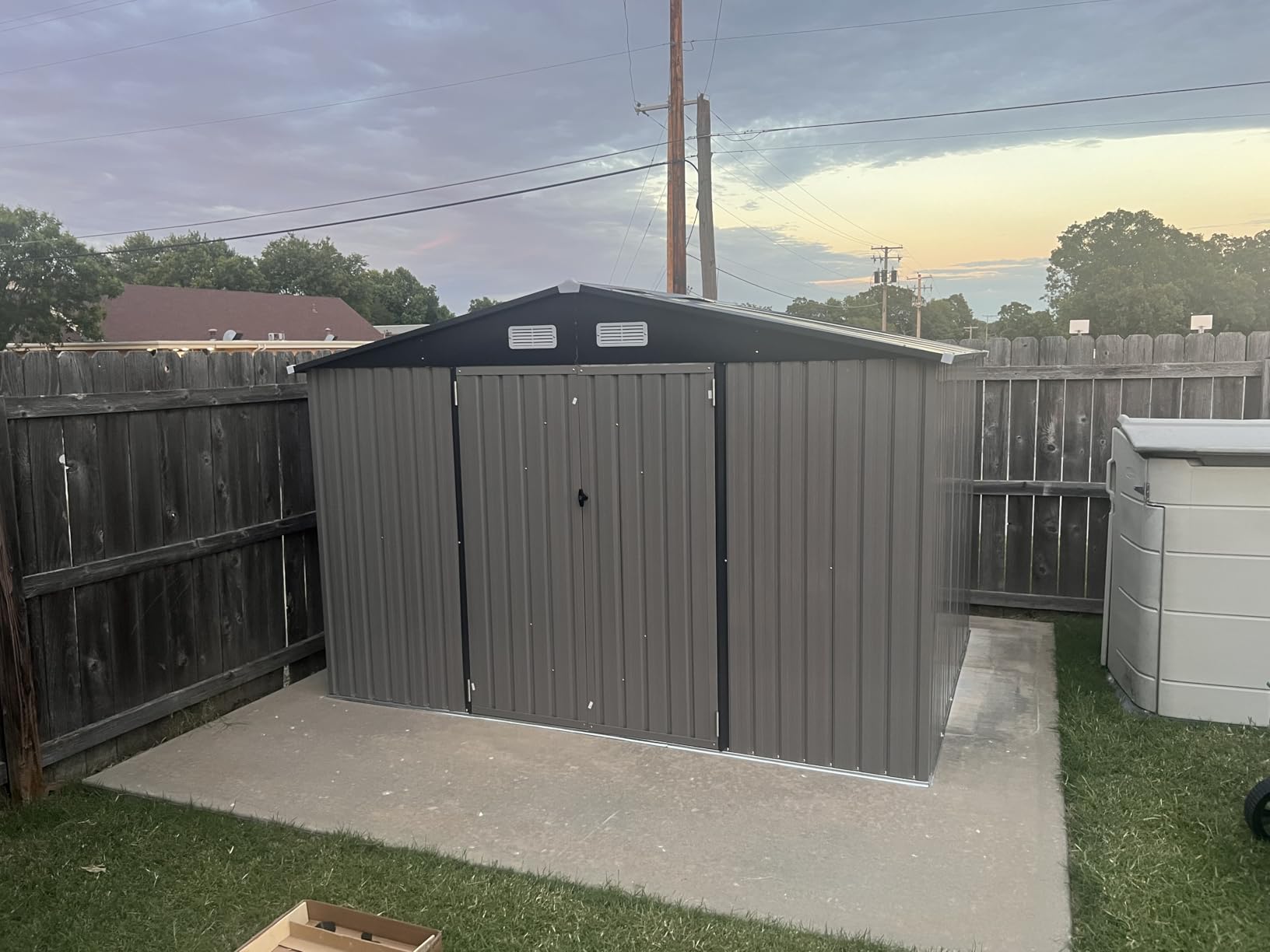 Aoxun 12x20x9.3FT Metal Storage Shed Outdoor Large Garage Shed Garden Tool | with Double Lockable Doors,Side Door & Windows Heavy Duty All-Weather Outdoor Building for Vehicles & Sundries(Brown) customer photo 2
