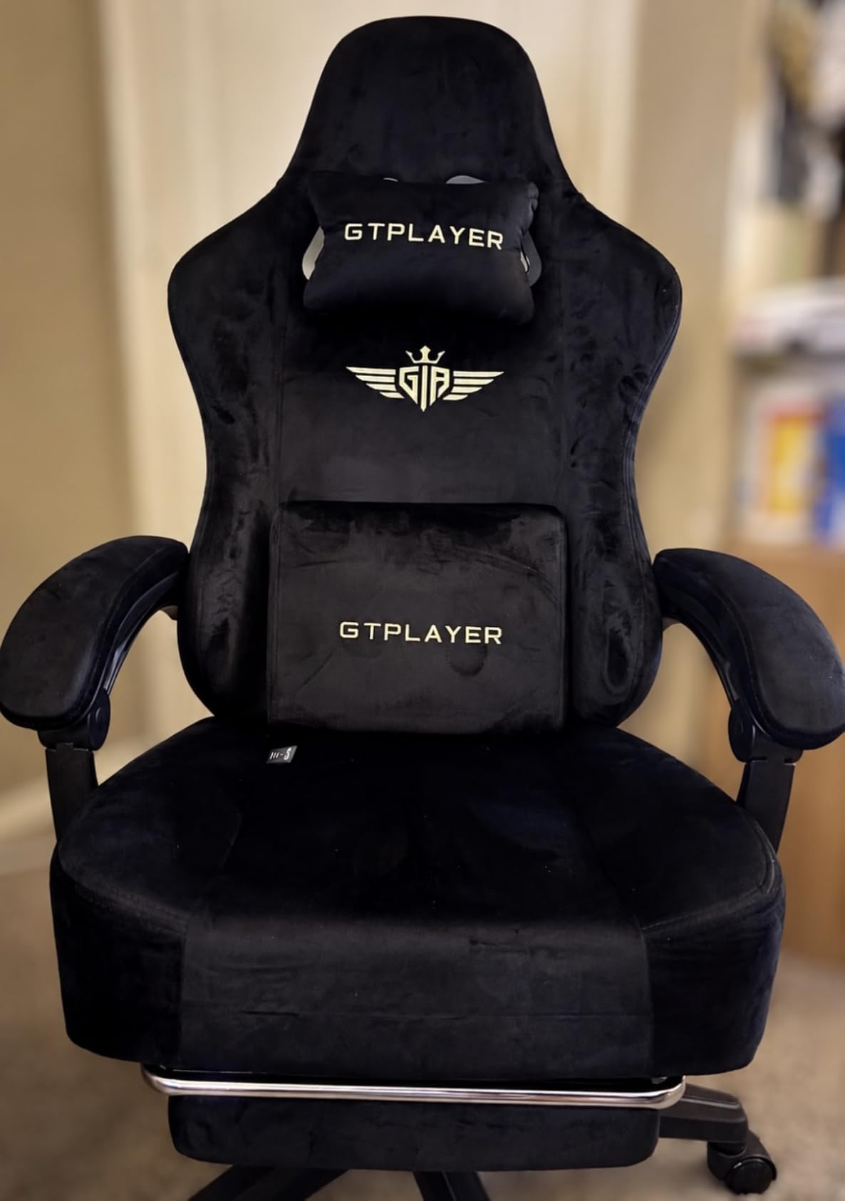 GTPLAYER Gaming Chair Fabric with Pocket Spring Cushion, Big and Tall Gamings Chairs 350LBS High Back Computer Chair with Footrest for Adults Lumbar Support Swivel Game Chair for Office Light Black customer photo 1