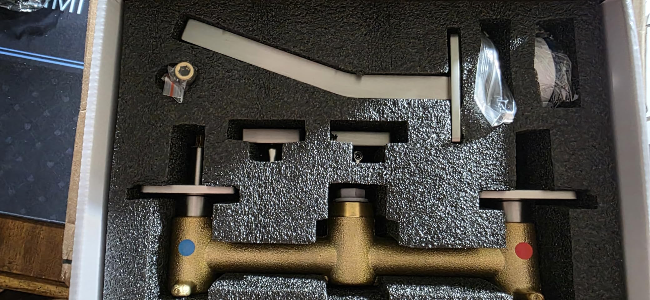 ARCORA Wall Mount Bathroom Faucet: Brushed Nickel Dual Handle Wall Mount Waterfall Vessel Sink Faucet Brass Rough-in Valve Included customer photo 2