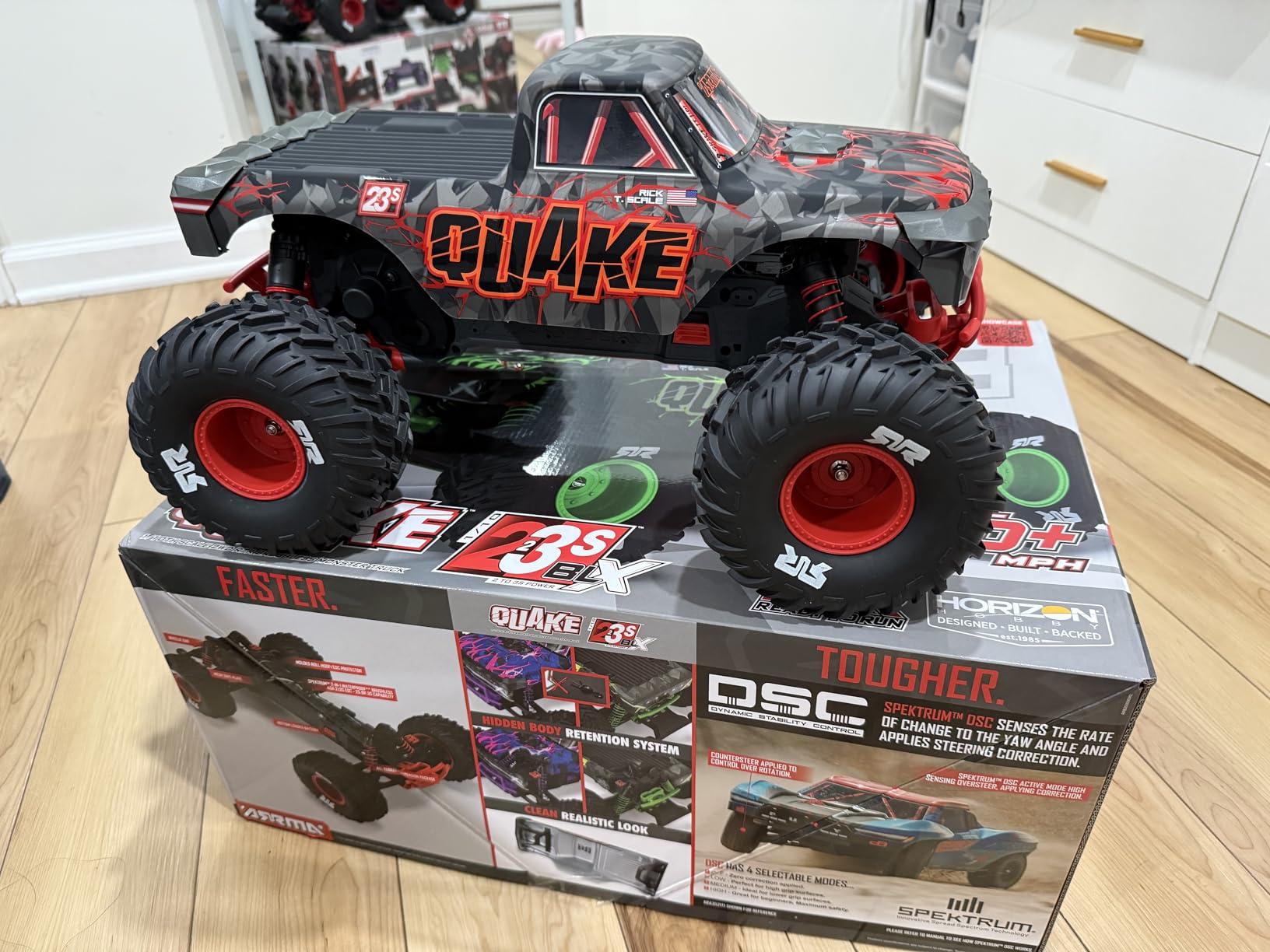 ARRMA RC Truck 1/10 Quake 223S 2WD RTR (Battery and Charger Not Included) Brushless Monster Truck, Red, ARA3537T1 customer photo 1