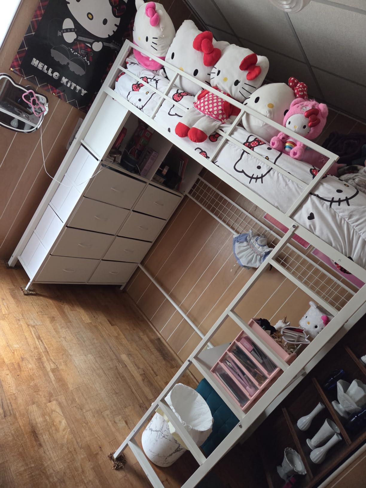 ADORNEVE Loft Bed Full Size with Desk and 8 Storage Drawers, White customer photo 1