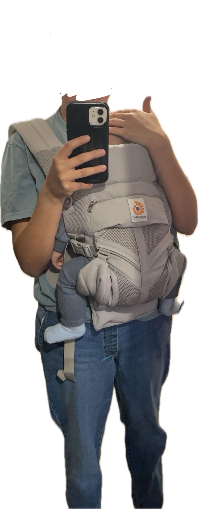 Ergobaby Omni Classic Baby Carrier for Newborn to Toddlers 0-48 Months | 4-Position Breathable Mesh Baby Carrier with Ergonomic Support, Fits 7-45 lbs, Soft Olive customer photo 2