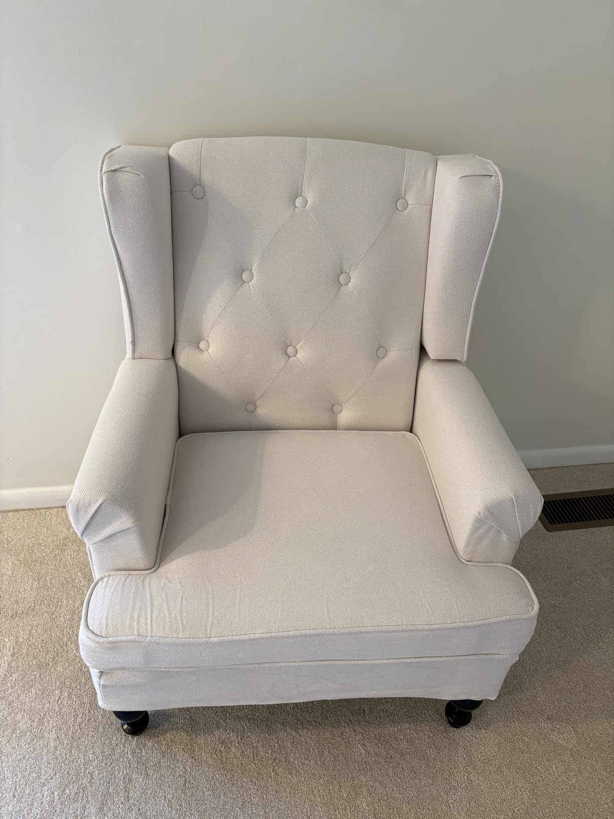 Accent Chair for Living Room, Mid Century Modern Upholstered Armchair, Wingback Chair with Tufted High Back and Solid Legs, Comfy Single Sofa Side Chairs for Bedroom, Black customer photo 1