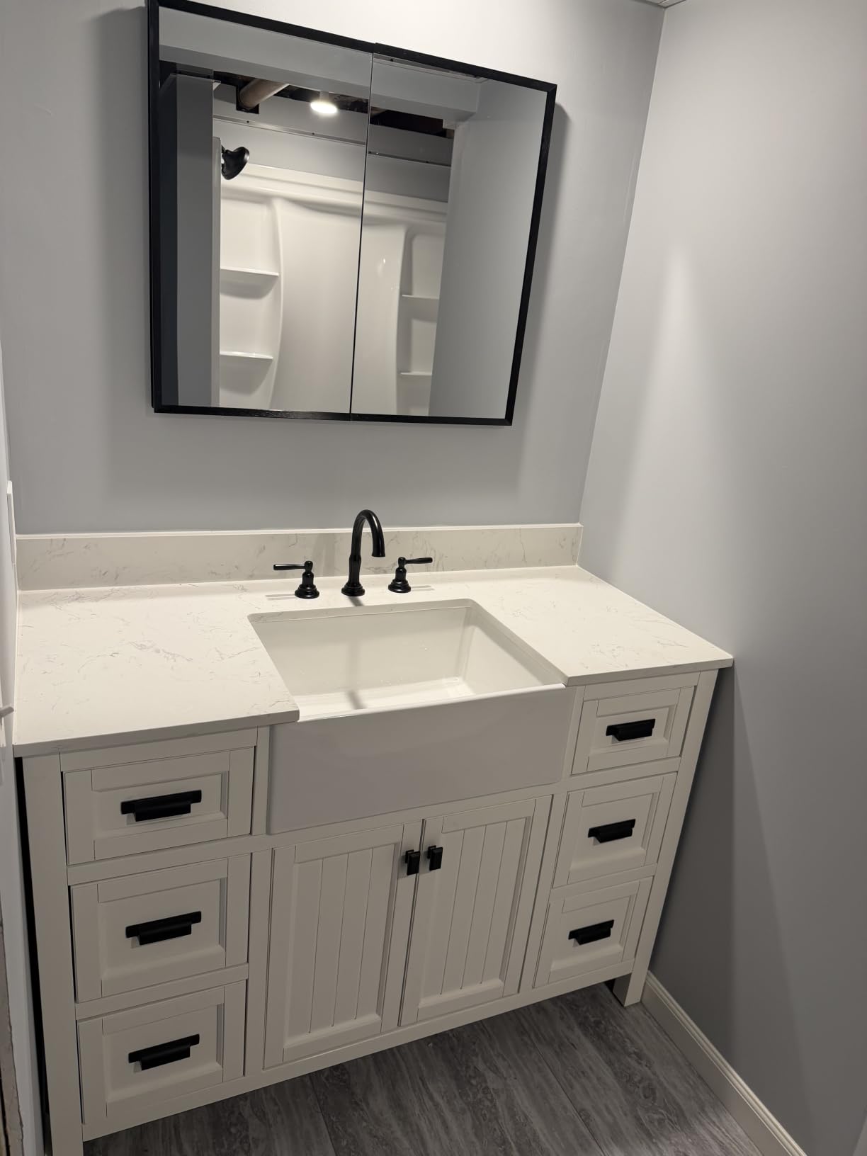 60 Inch Bathroom Vanity Double Sink, Fully Assembled Solid Wood Frame Double Sink Bathroom Vanity with Soft Closing Doors & Full Extension Dovetail Drawers, Quartz Top, Steel Blue customer photo 1