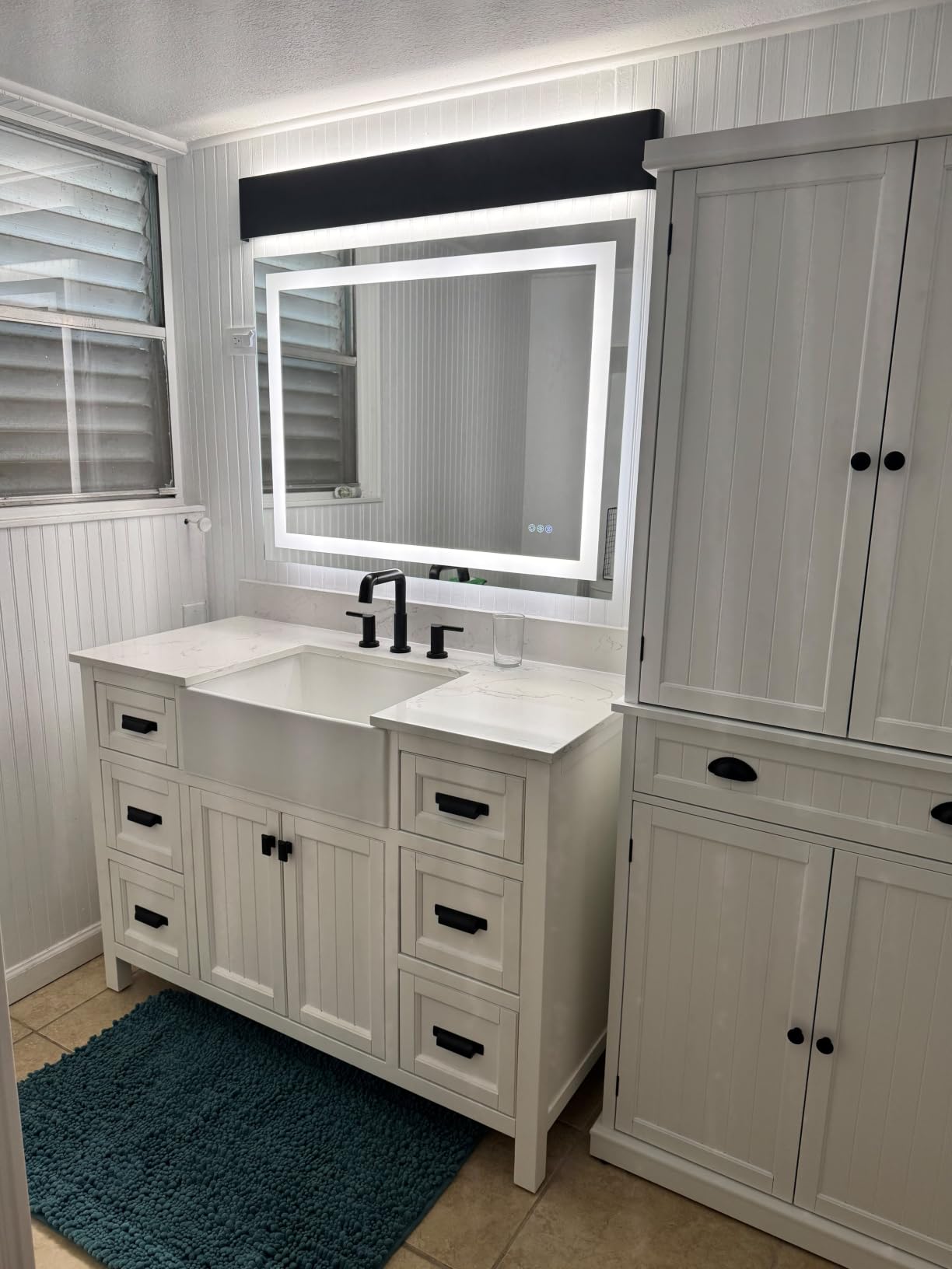 60 Inch Bathroom Vanity Double Sink, Fully Assembled Solid Wood Frame Double Sink Bathroom Vanity with Soft Closing Doors & Full Extension Dovetail Drawers, Quartz Top, Steel Blue customer photo 2
