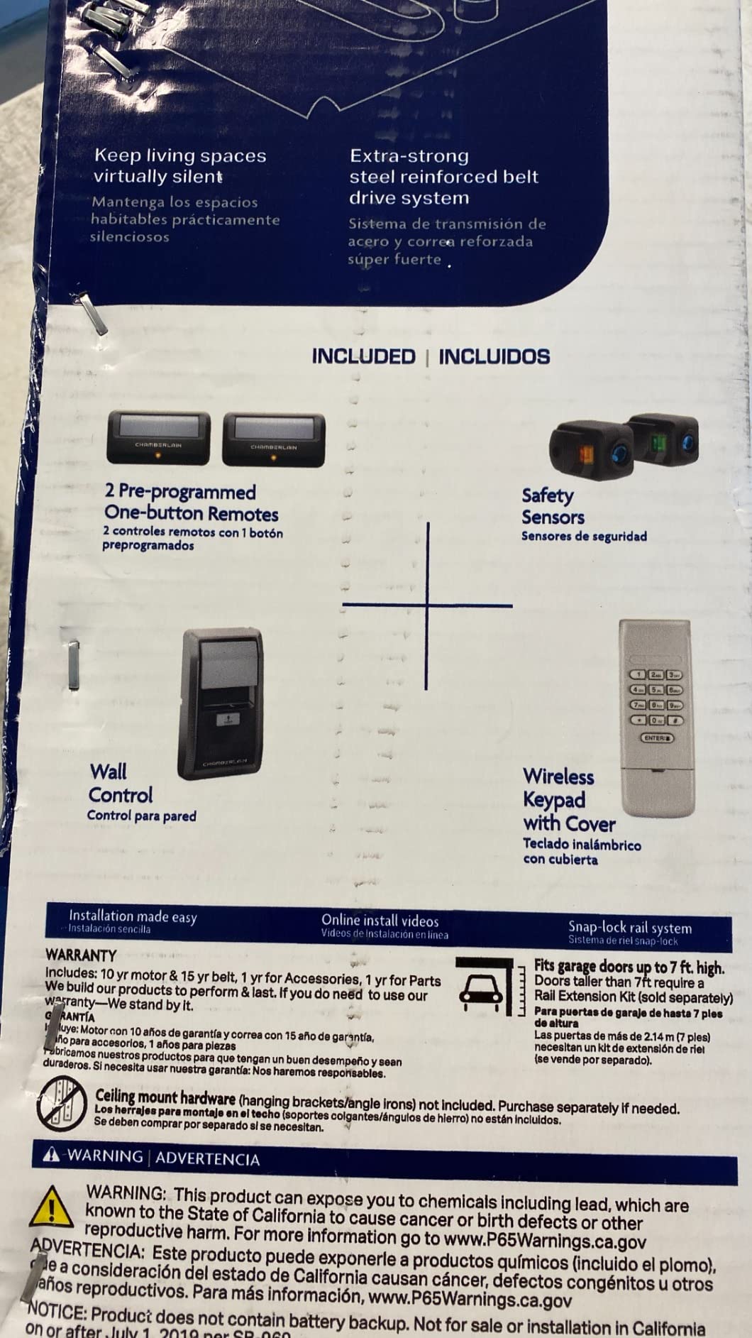 Chamberlain Belt Drive myQ Garage Door Opener, 3/4HP w/Fixed Camera | Ultra quiet belt drive, smart garage myQ integration, Includes: 2 remotes, wall control, battery backup & safety sensors customer photo 1