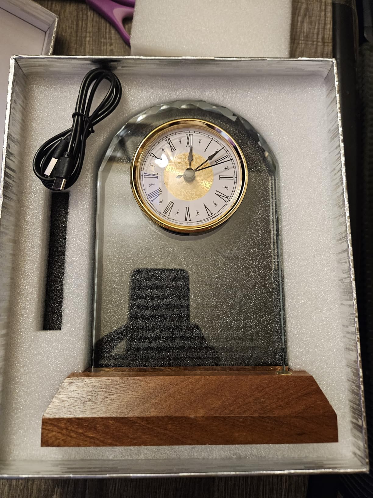 Arikyrist House Warming Gifts New Home Glass Clock New Home Gift Ideas | Crystal Housewarming Gifts for Couples Family Women Men, Home Blessing Keepsakes, with Wooden LED Light Base customer photo 1