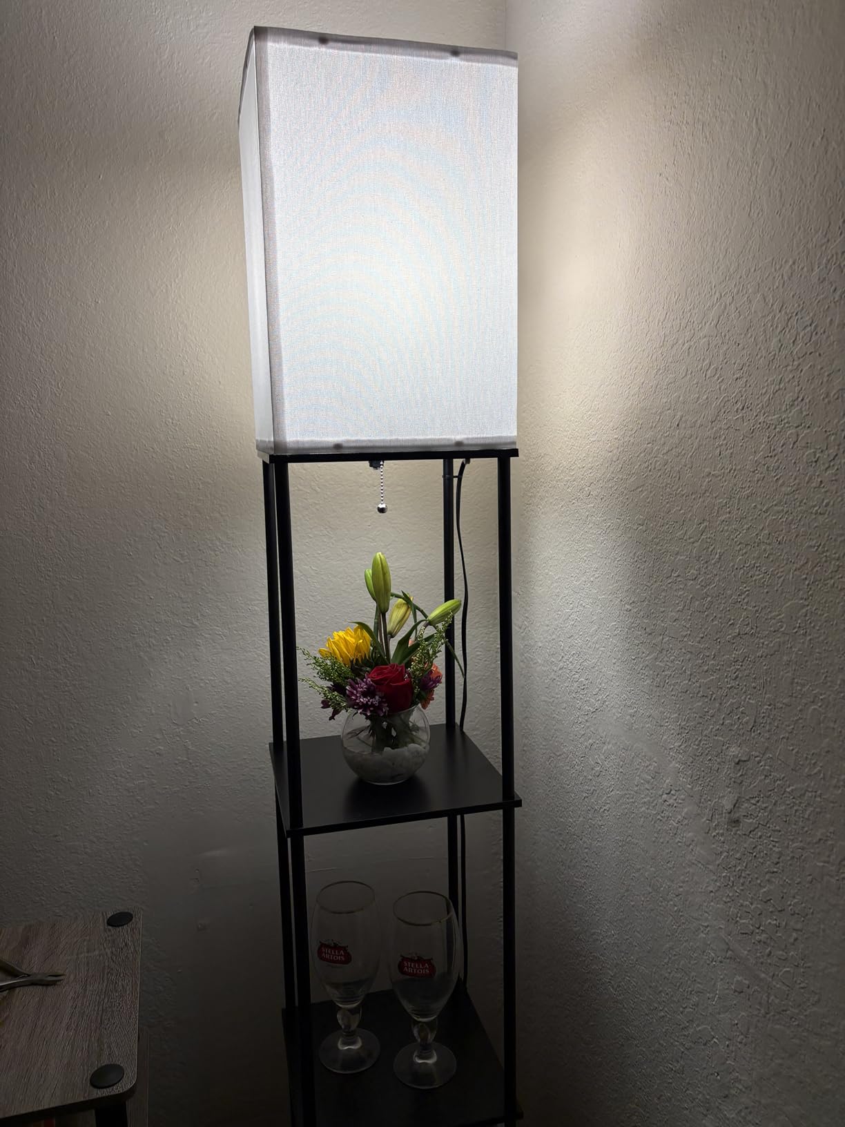 Floor Lamp with Shelves, 3-Tier Modern Square Bookshelf Standing Lamp Black customer photo 1